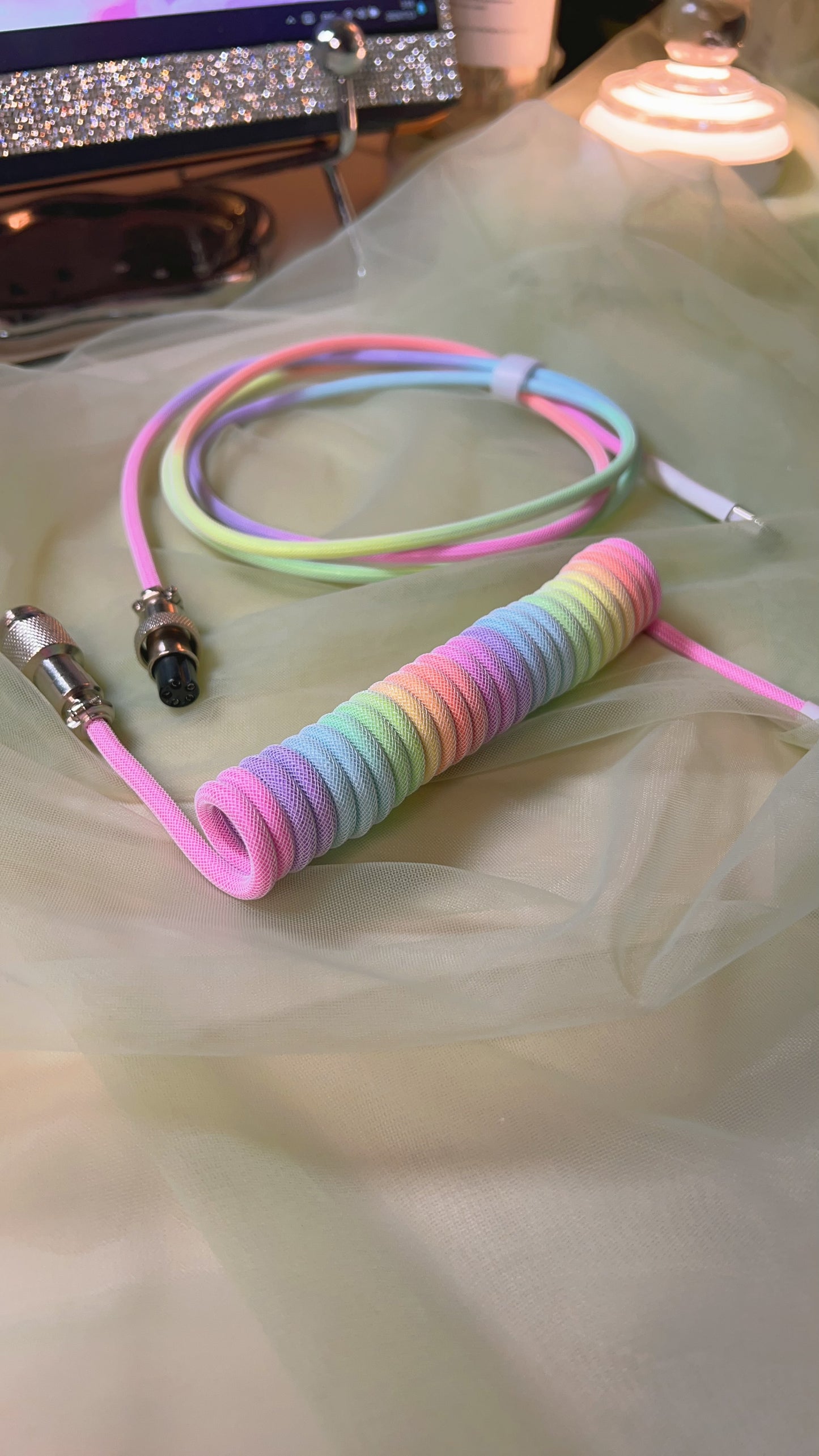 Rainbow Keyboard Coiled Cable