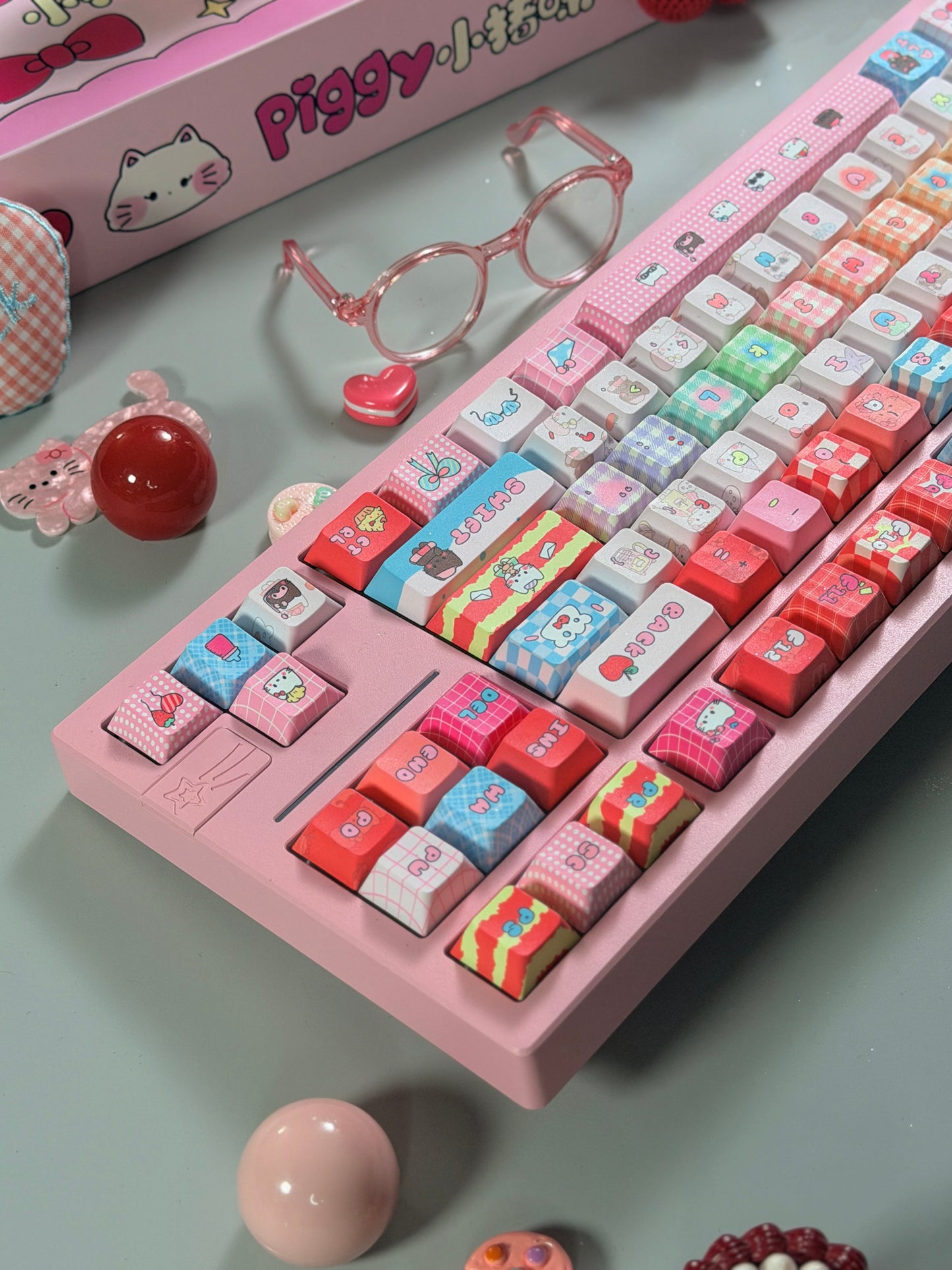 Unboxing Clearance ONLY 1 Instock Prebuilt Galaxy80 Pink Aluminum Customized Mechanical Keyboard + Kitty keycap Set