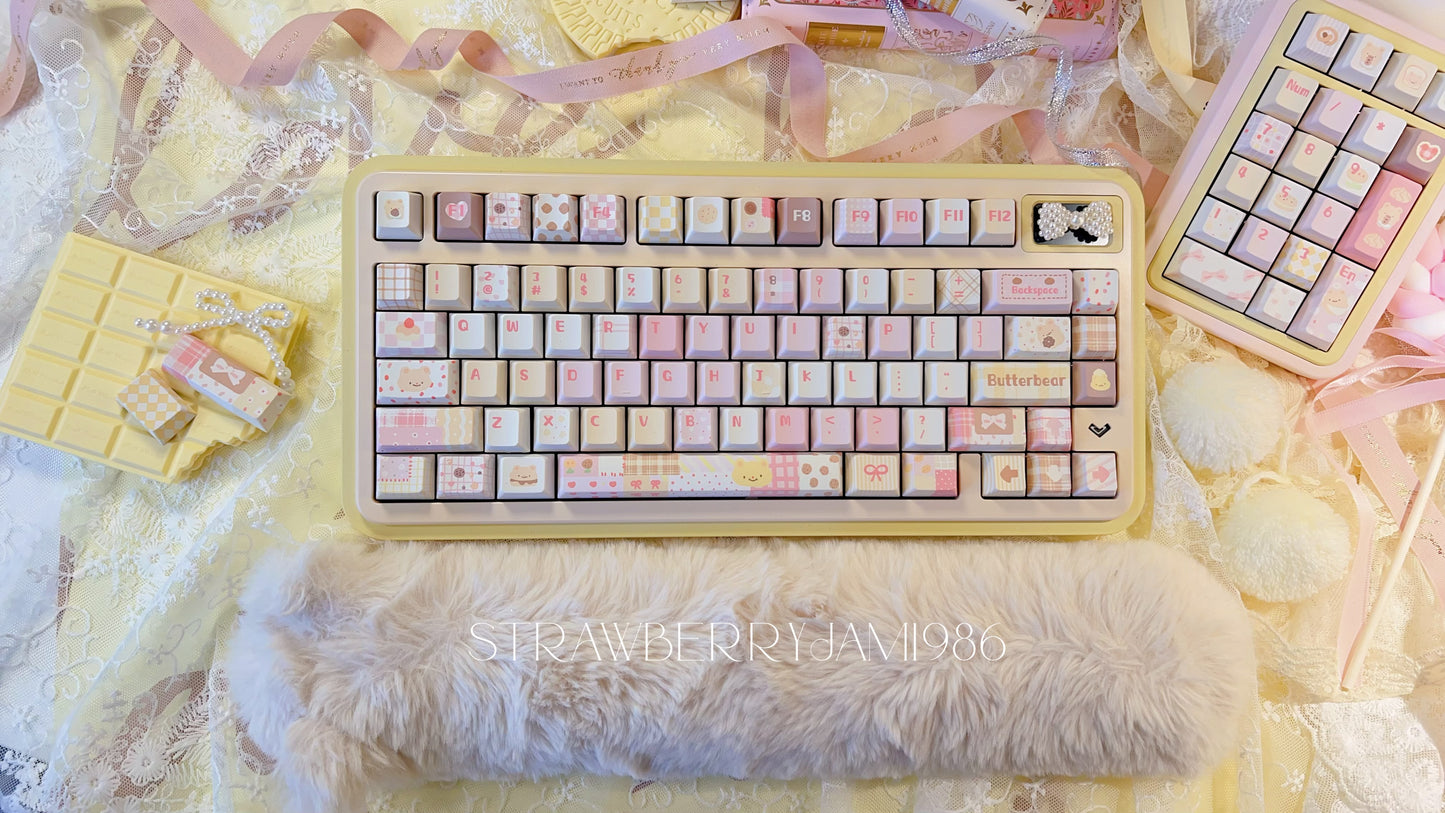 103 Butter Bear Pastel Yellow Pink Cute Keycap