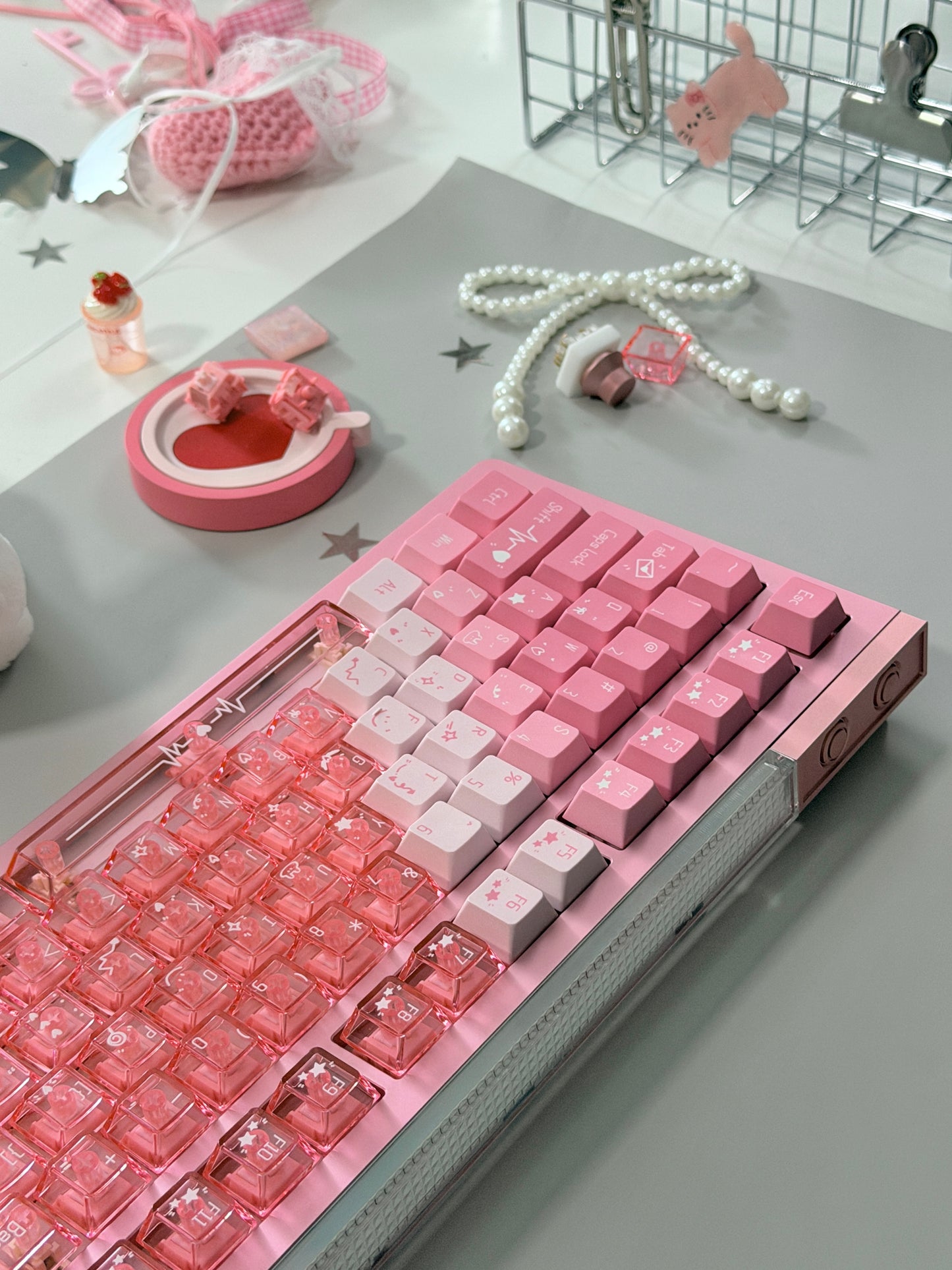 ONLY 1 Unboxing Clearance Anodized Pink GLOW75 DIY Kit &DuoChrome Keycaps & Silent Linear Switches