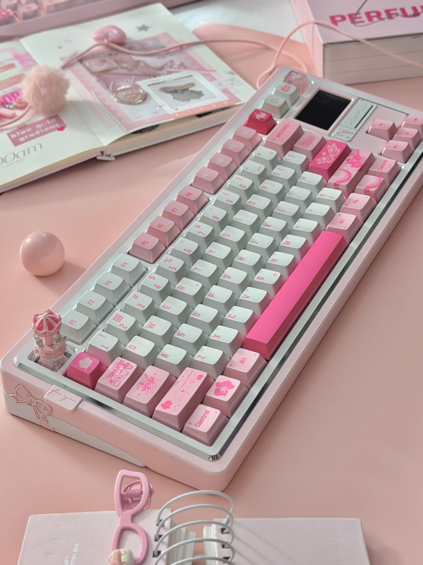 ONLY 1 Instock Pale Pink White Gift80 Prebuilt Aluminum Custom Mechanical Keyboard