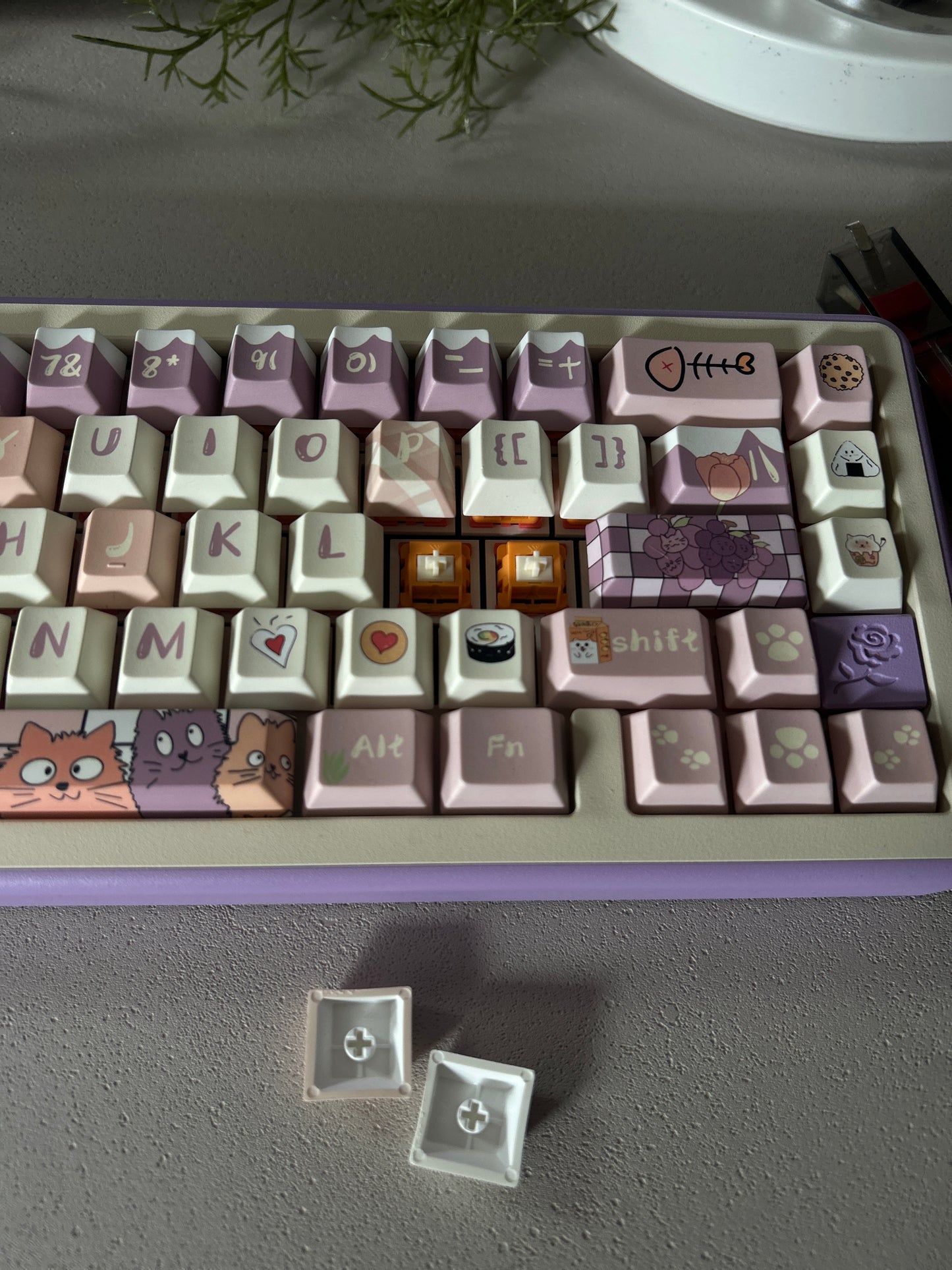 ONLY 1 Instock Prebuilt Aluminum Customized Mechanical Keyboard Rose65 Purple Creamy Thocky Set