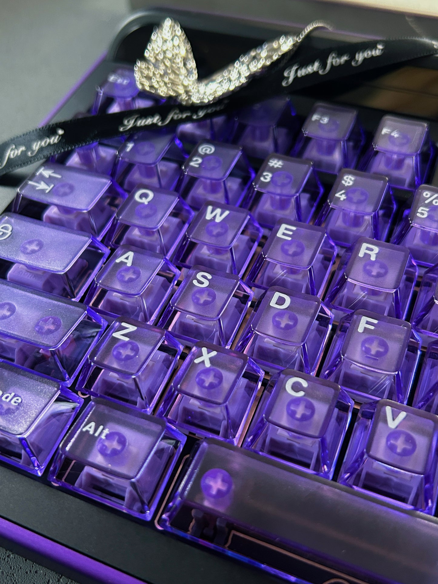 ONLY 1 Instock Prebuilt Aluminum Customized Mechanical Keyboard Targa98 Black Purple Set（not including artisan and shooting decoration）