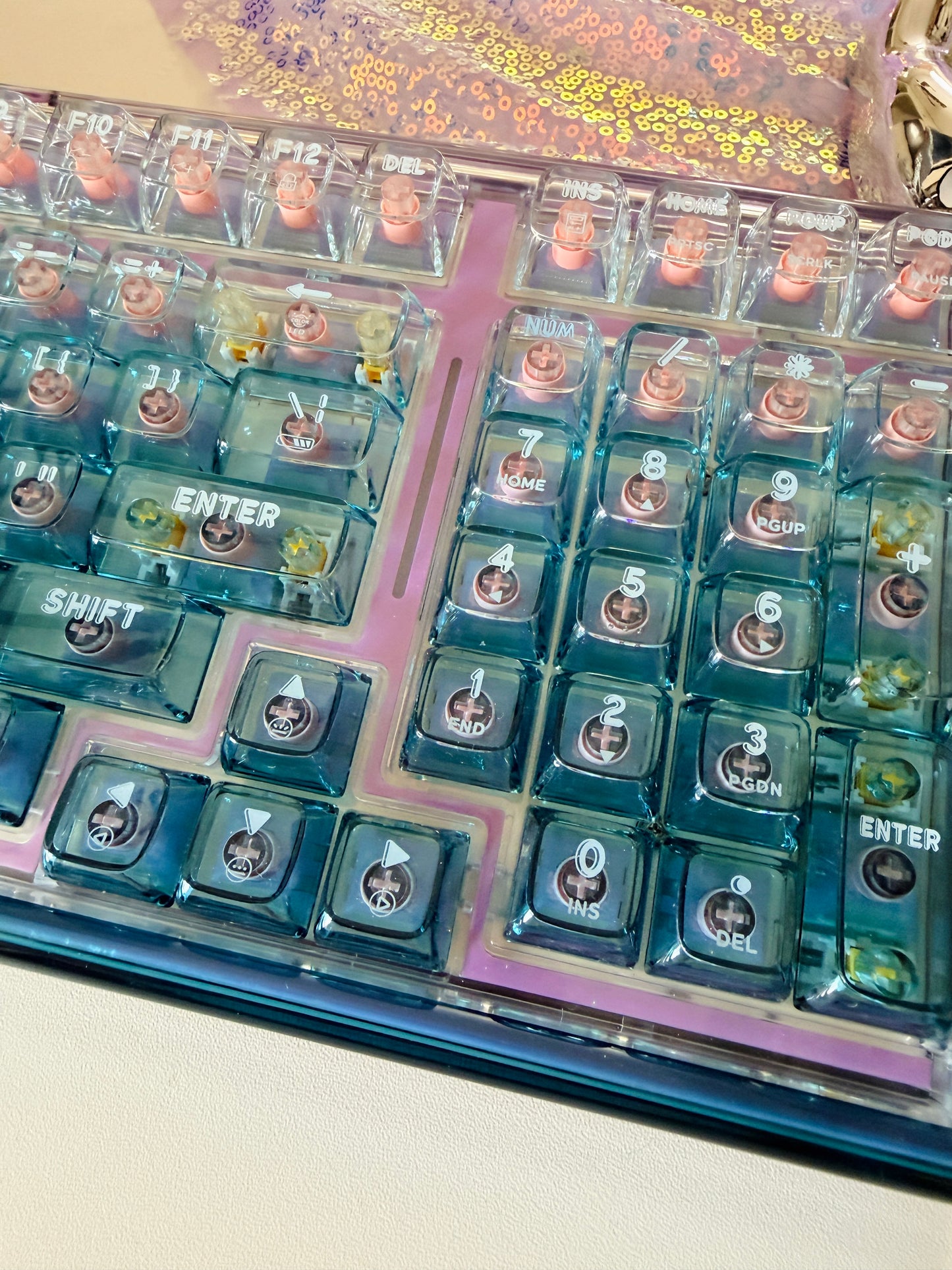 Unboxing Sample For Sales ONLY 1 Instock Prebuilt Einperr Base99 Wireless Mechanical Keyboard with PC Transparent Keycaps, Hot Swappable Custom Keyboard with Number Pad, RGB Backlit, Lulu Switch for Windows Mac - Cosmic Violet