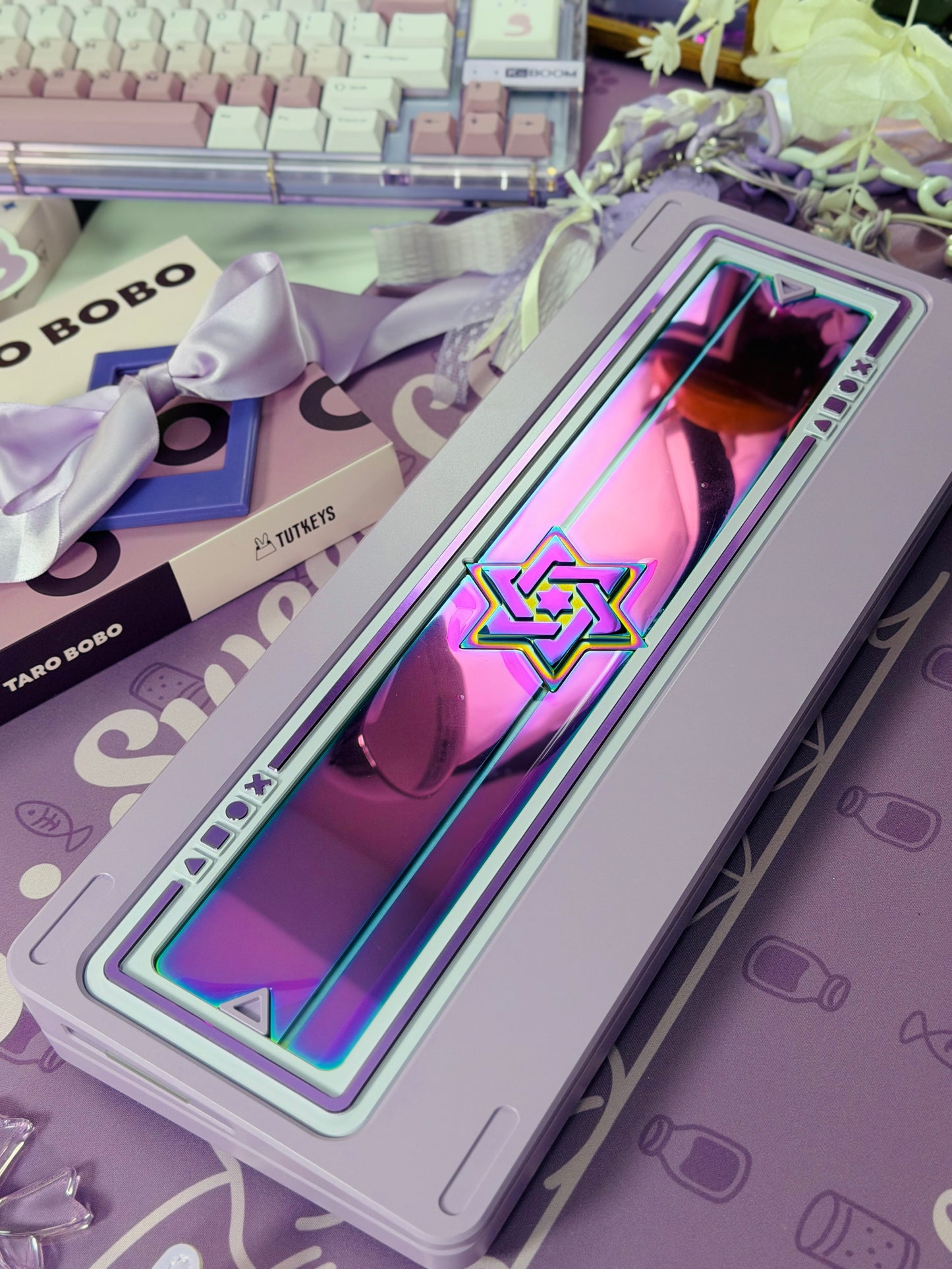 ONLY 1 Instock Prebuilt Aluminum Custom Mechanical Keyboard Polaris80 Purple Set