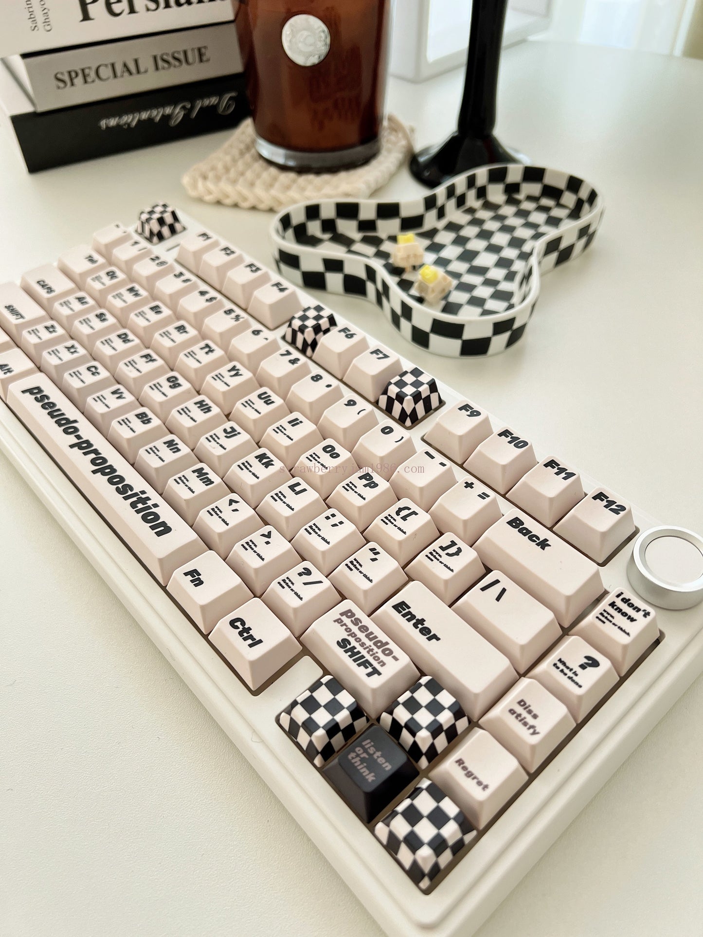 020 Black and White Pseudo Proposition Checkerboard Cherry Profile Keycaps Customized Designer Keycaps