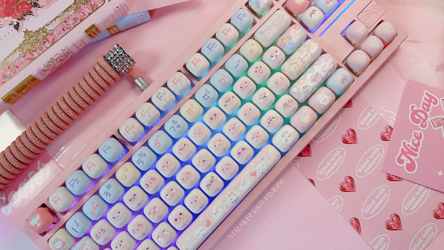 [only 1 Instock] Prebuilt Galaxy80 Pink Aluminum Customized Mechanical Keyboard