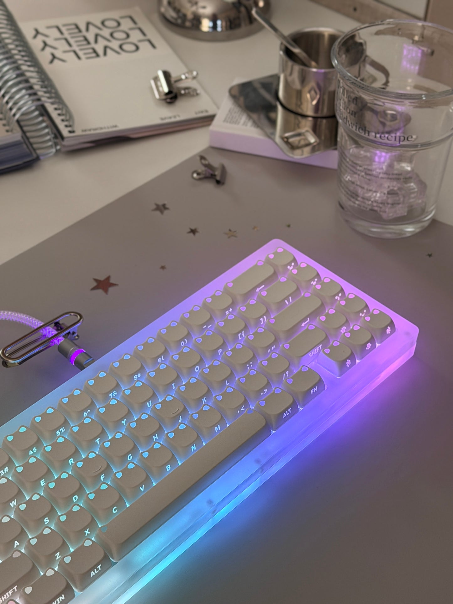 ONLY 1 Instock Prebuilt Matt acrylic Custom Mechanical Keyboard SET with RGB Backlit