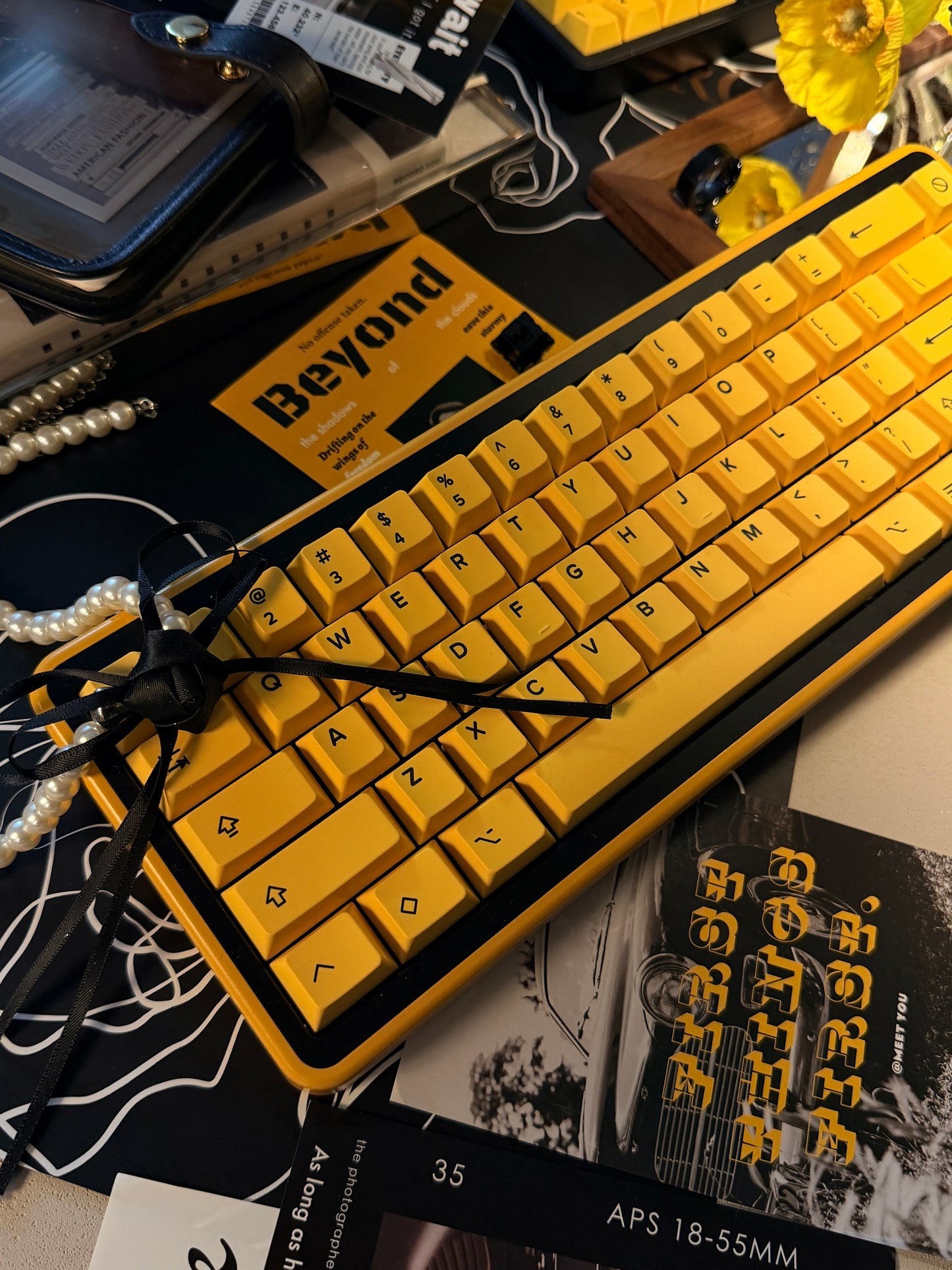ONLY 1 INSTOCK Prebuilt Aluminum Customized Mechanical Keyboard BUFF65 Yellow Black Set
