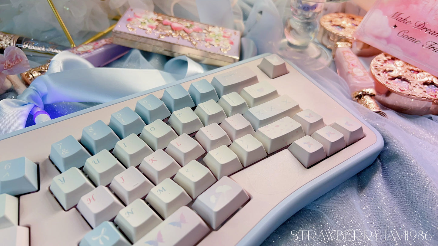 109 Cocoon and Butterfly Pastel Pink and Blue Keycap Cherry Profile