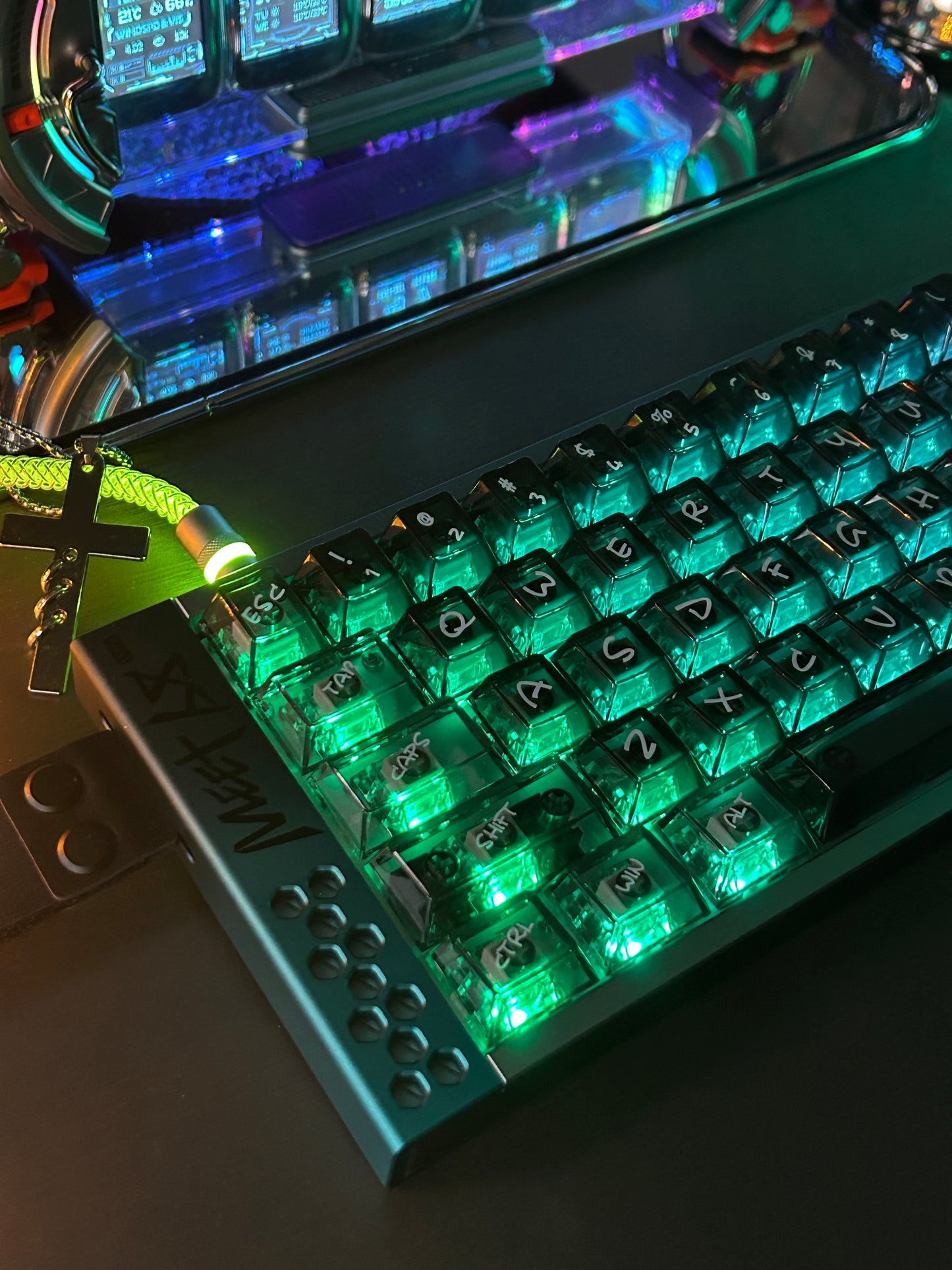 Unboxing For SALEs Meet68 Prebuilt Aurora Green Aluminum Custom Gaming Keyboard + GravaStar UFO Magnetic Switch + Keytok Snake Bell Keycap Set