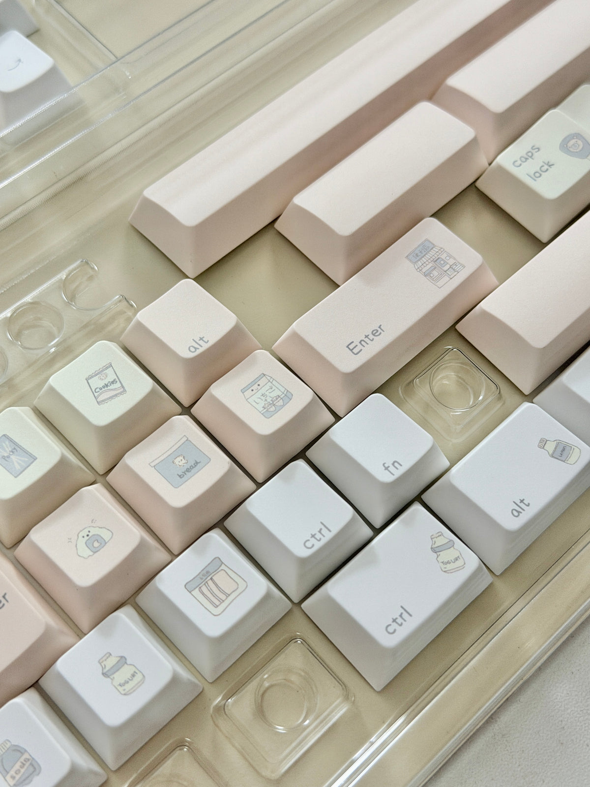 #0315 Tbcats Pastel Cream & Misty Blue Cute Keycap Set | Soft Aesthetic Mechanical Keyboard Keycaps | Kawaii Minimalist Custom Keycaps