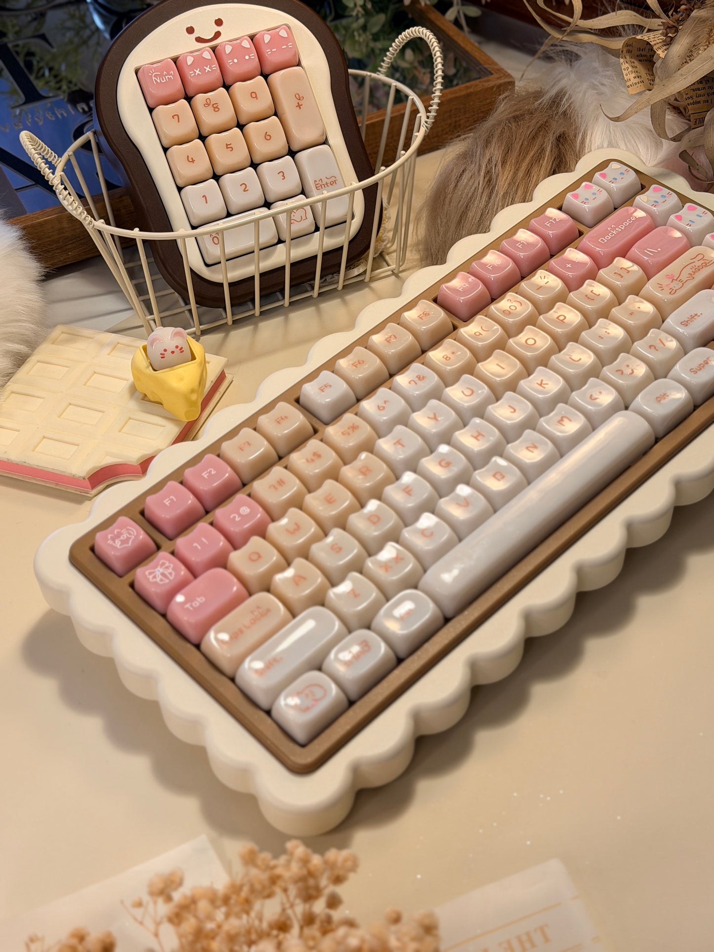 ONLY 1 Instock Prebuilt Aluminum Custom Mechanical Keyboard Cookie75 & Toast Pad Set
