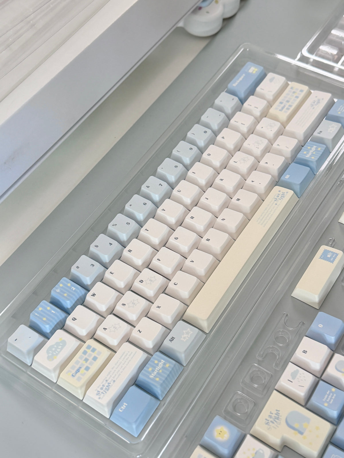 #0306 Little Starlight Keycaps | Cute Starry Sky PBT Keycap Set | Blue & White Kawaii Mechanical Keyboard Keycaps Designed By Doki Lab