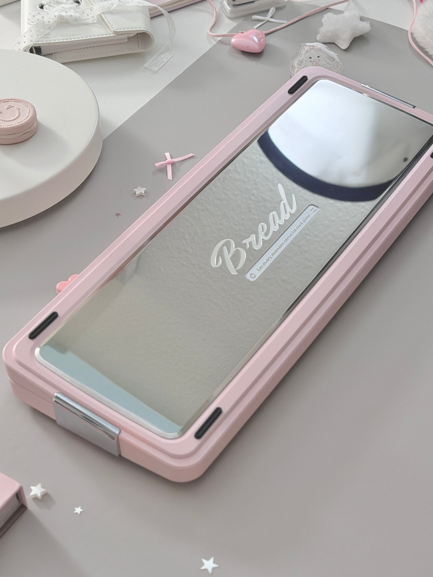 ONLY 1 Instock Prebuilt Aluminum Custom Mechanical Keyboard Bread80 Wireless Pale Pink & White Set