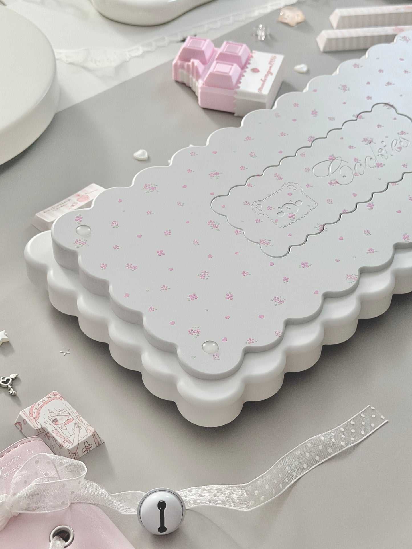ONLY 1 Instock Prebuilt Aluminum Customized Mechanical Keyboard Cookies75 White Floral Set