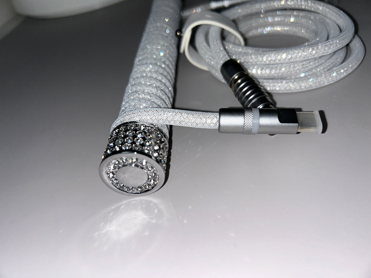 strawberryjam1986 diamond silver/gold coiled mechanical keyboard cable set