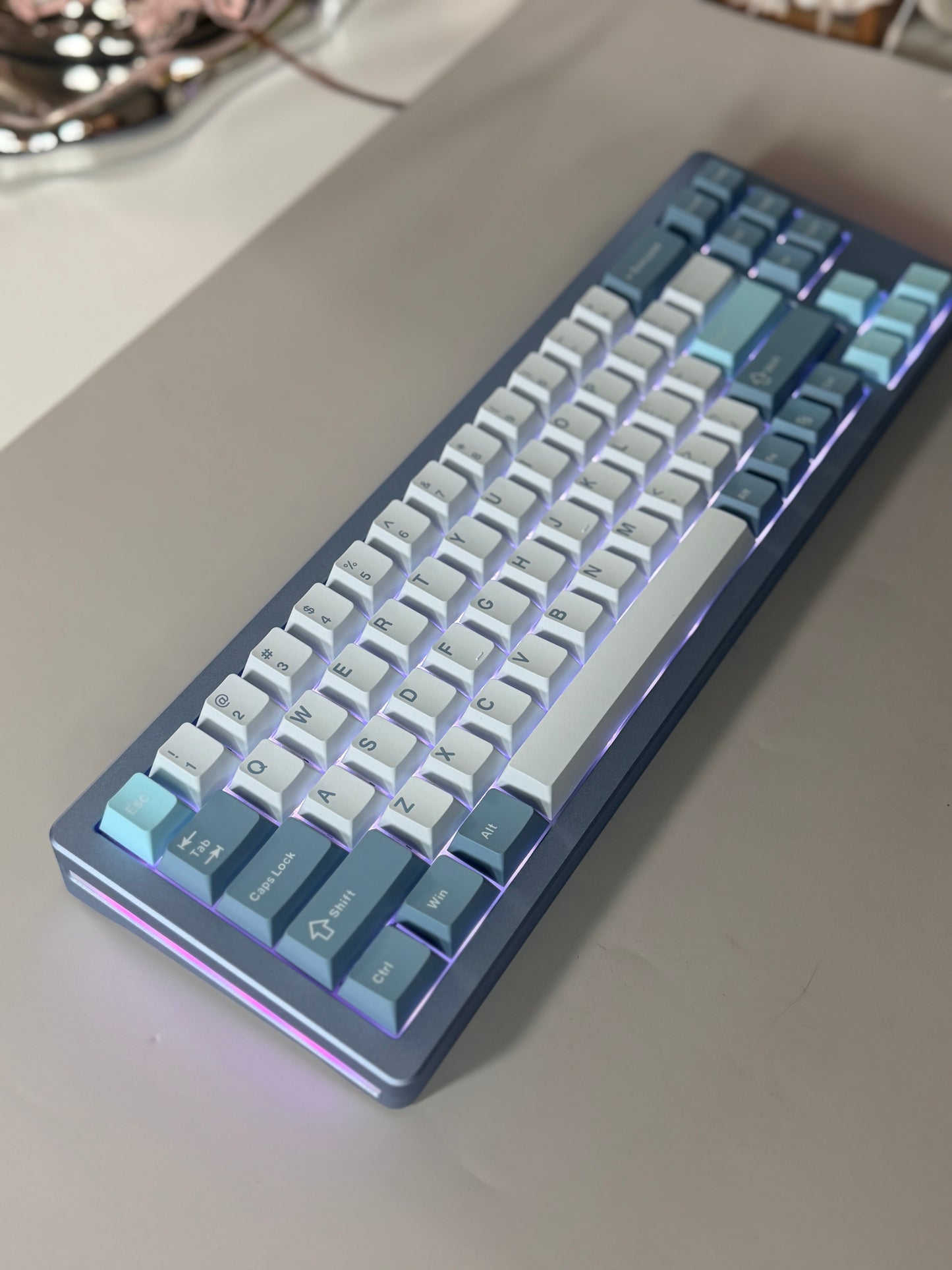 Unboxing For SALEs Womier SK71 Gaming Keyboard Aluminum Wireless Mechanical Creamy Keyboard Silver Blue