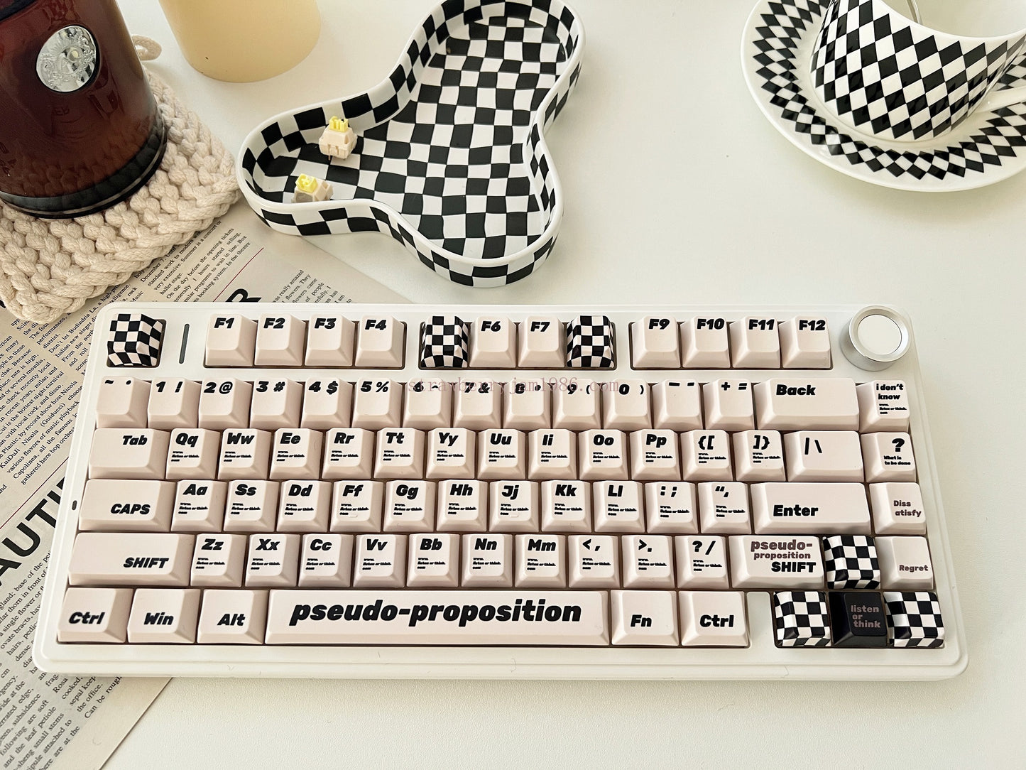 020 Black and White Pseudo Proposition Checkerboard Cherry Profile Keycaps Customized Designer Keycaps