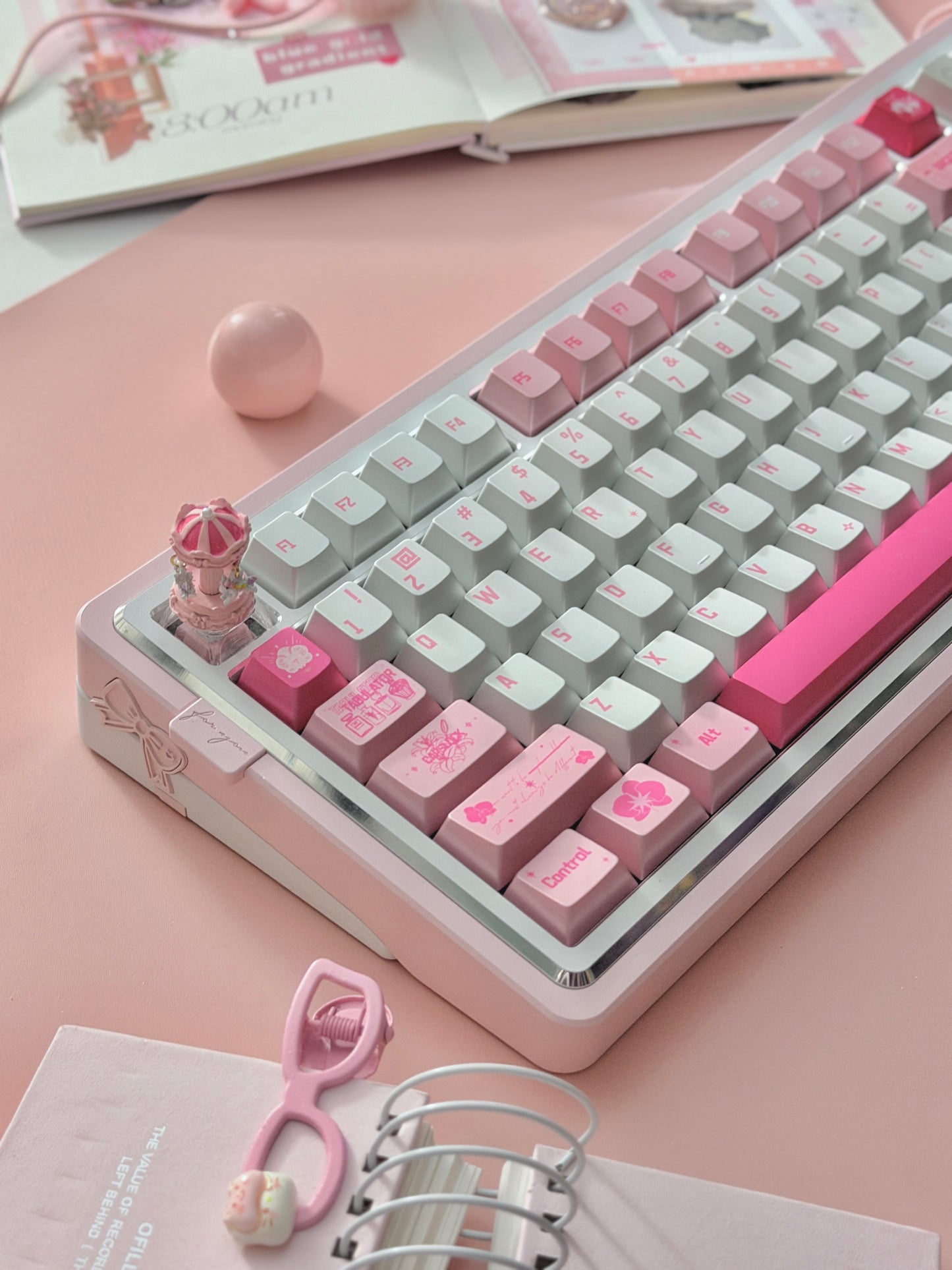 ONLY 1 Instock Pale Pink White Gift80 Prebuilt Aluminum Custom Mechanical Keyboard