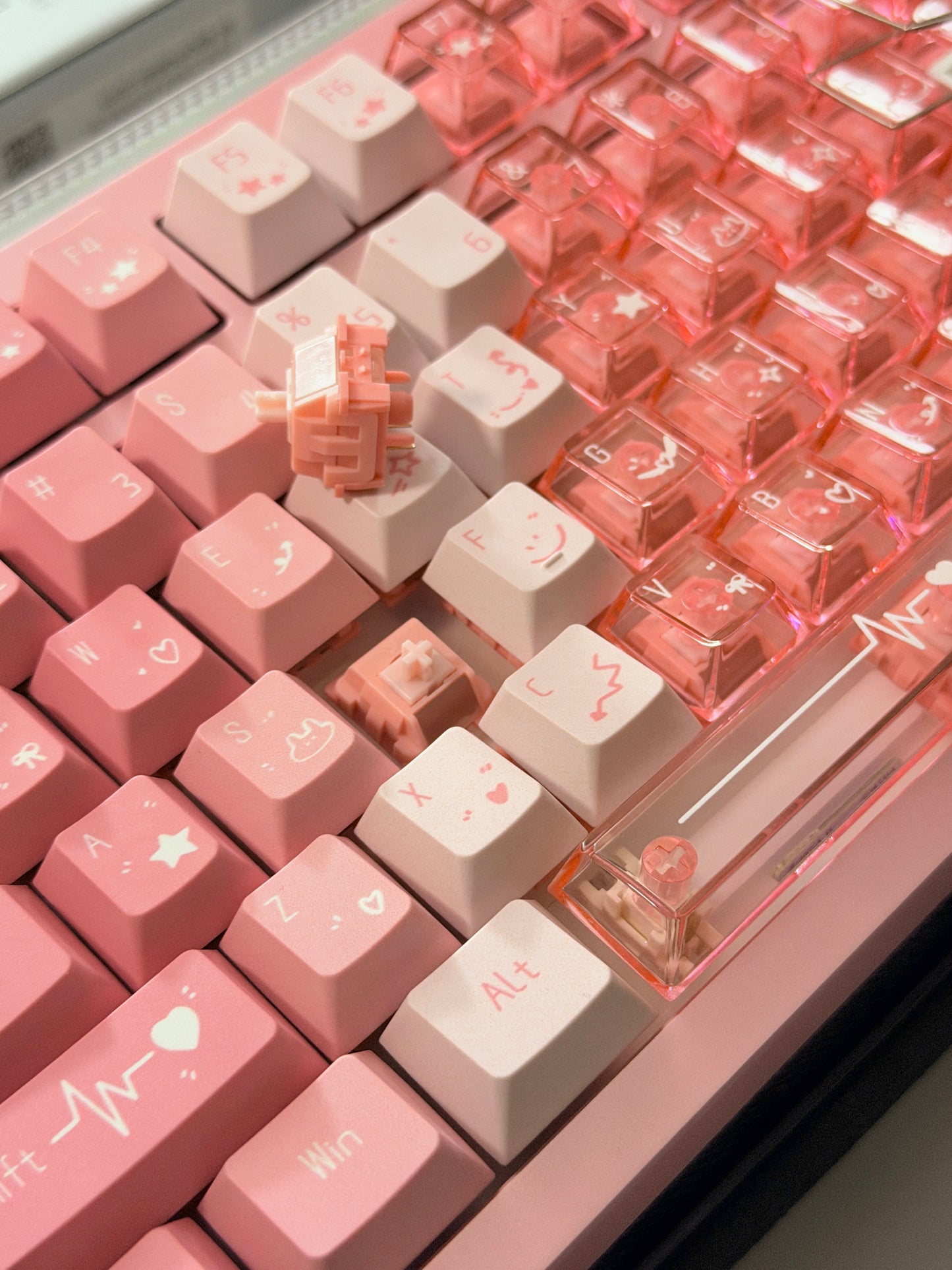 ONLY 1 Unboxing Clearance Anodized Pink GLOW75 DIY Kit &DuoChrome Keycaps & Silent Linear Switches