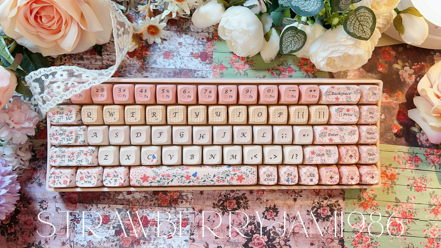 Limited Edition Pastel Pink Forest Flower Language Tri-mode Mechanical Keyboard Customized Ergonomic Keycap Designed by Lofree