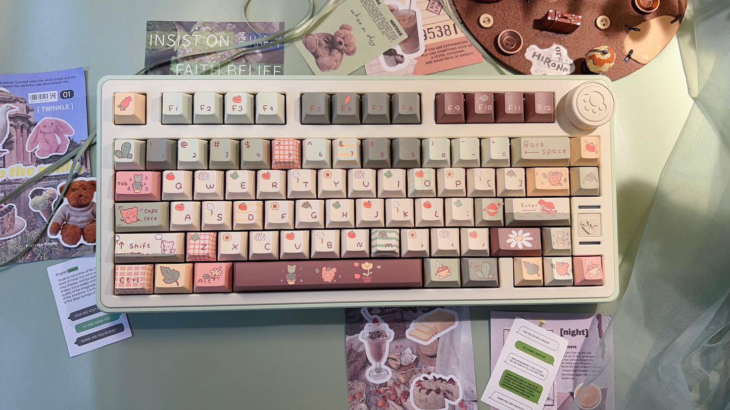 Preorder Prebuild Tn75 Pastel Green Beige Aluminum Customized Mechanical Keyboard