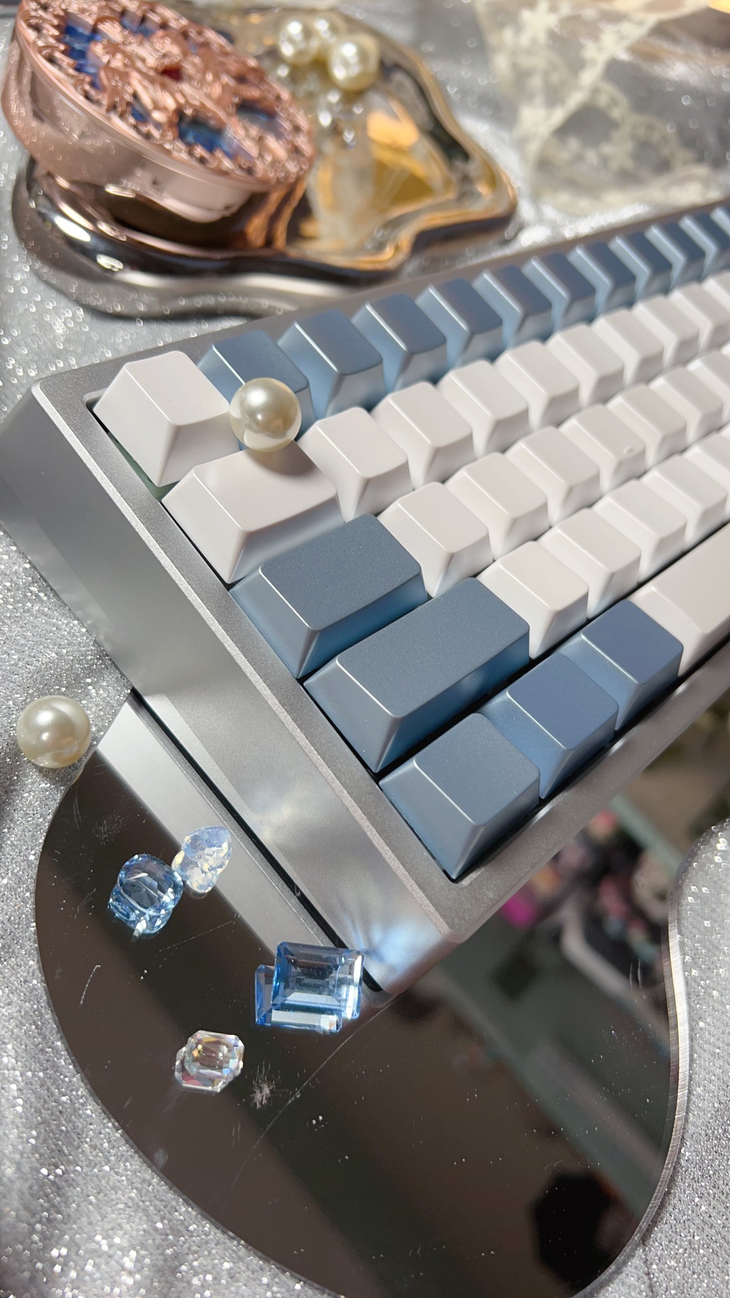 【Only 1 In-stock】 Prebuilt Meletrix ZOOM65V2 GTsilver Pink Aluminum Customized Mechanical Keyboard