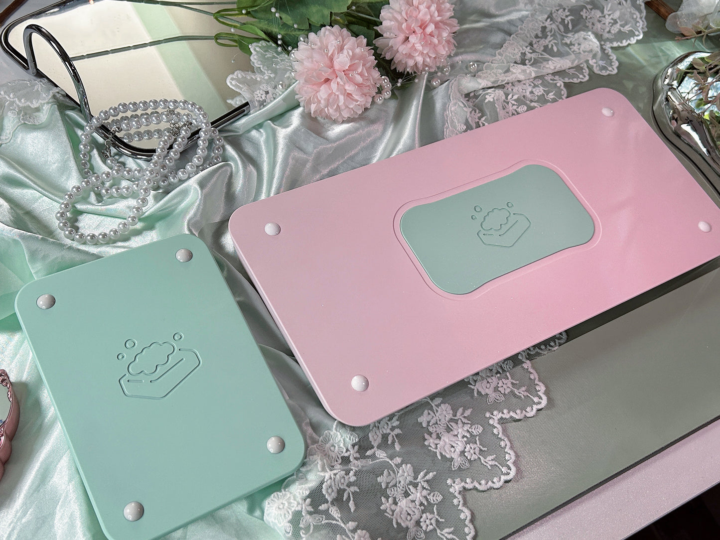 ONLY 1 Instock Prebuilt Aluminum Customized Mechanical Keyboard Pink Green Soap75 ➕ Pad