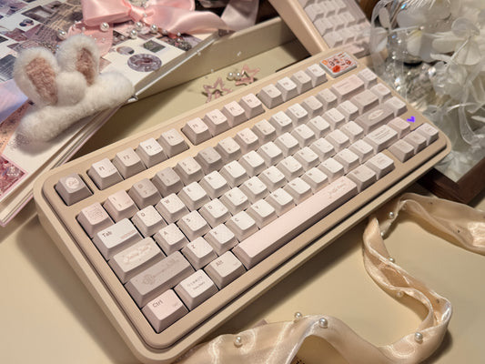Preorder Prebuilt Aluminum Customized Mechanical Keyboard Rich75 Cream Beige Set（free number pad）