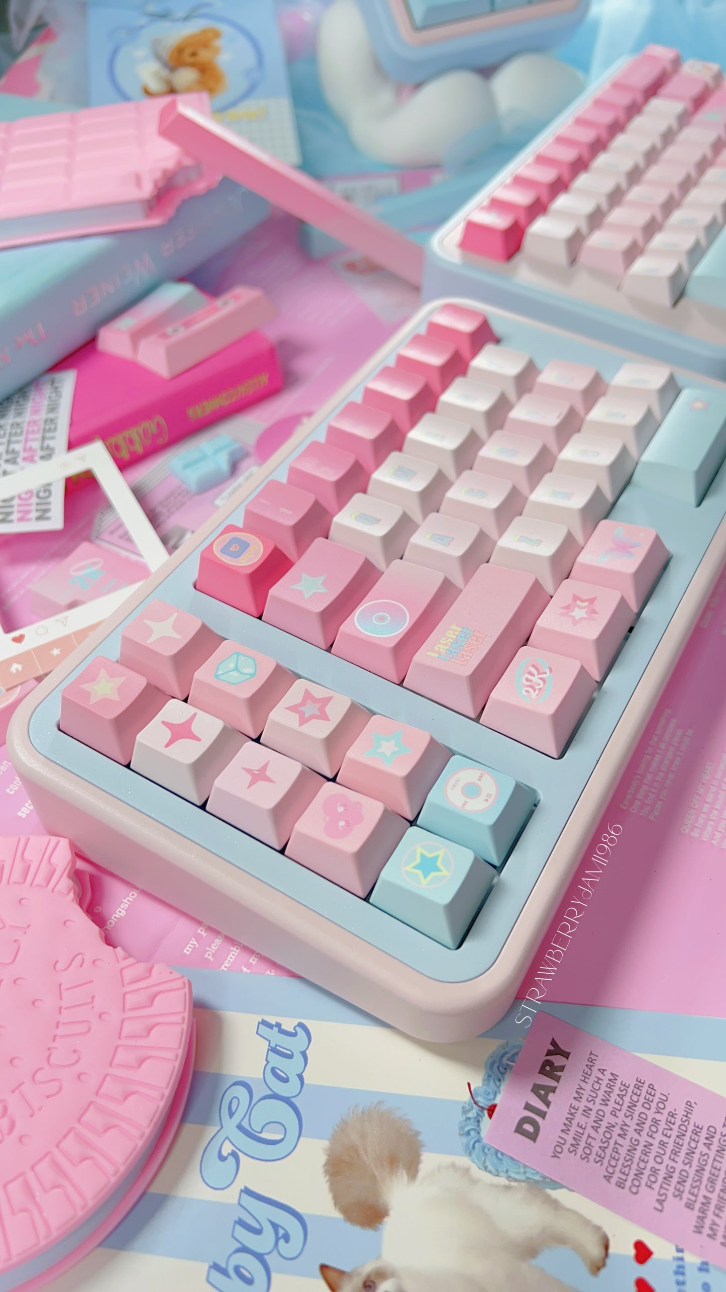 095 Millennial Girl Y2k Style Pink and Blue Keycaps Cherry Profile