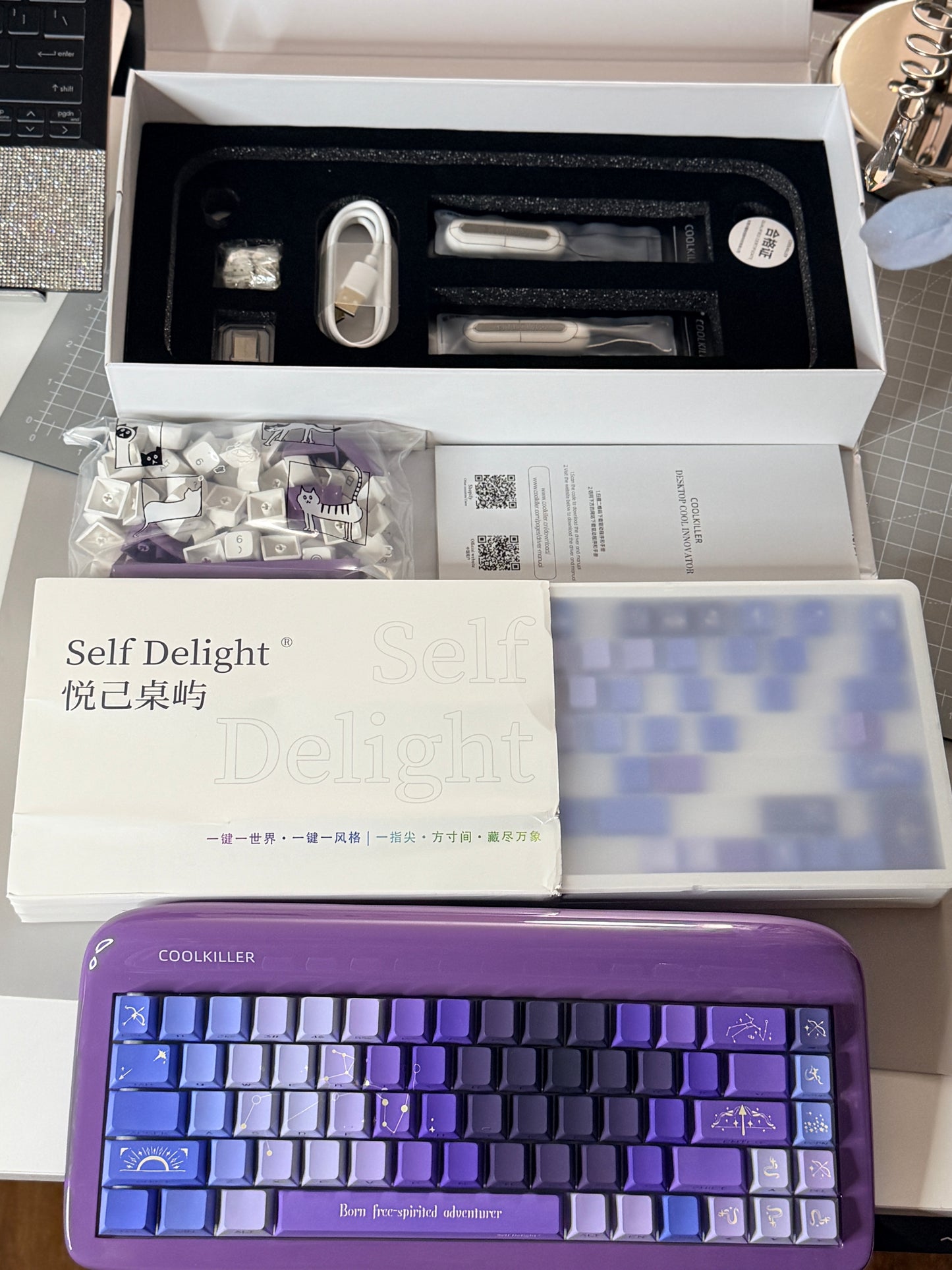 Unboxing Clearance ONLY 1 Instock Coolkiller Vivid67 Aluminum Mechanical Wireless keyboard Violet Purple Sagittarius Keycaps Chiiwaka Switch