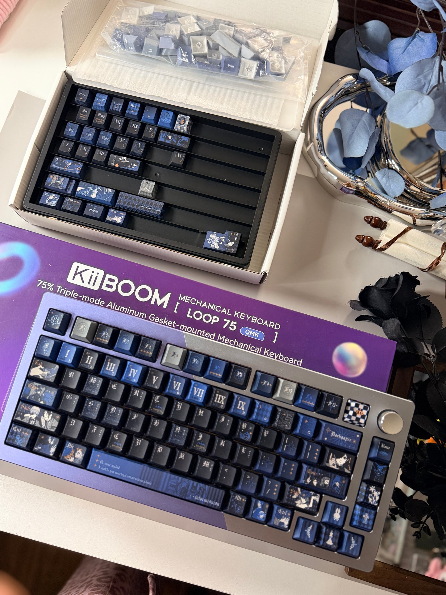 Unboxing For SALEs KiiBOOM LOOP75
Hotswappable Aluminum Gasket Mechanical Keyboard Silver Blue（not including the Wristrest）