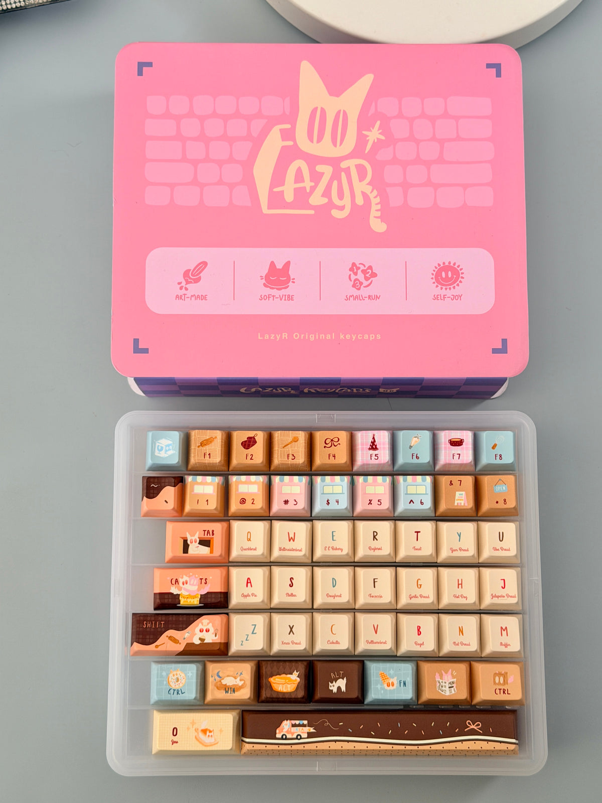 #0307 LazyR Bread Bunny Artisan Keycap | Double-Sided Bread Rabbit Keycap | Cute Bakery-Themed Handmade Keycap for Mechanical Keyboards
