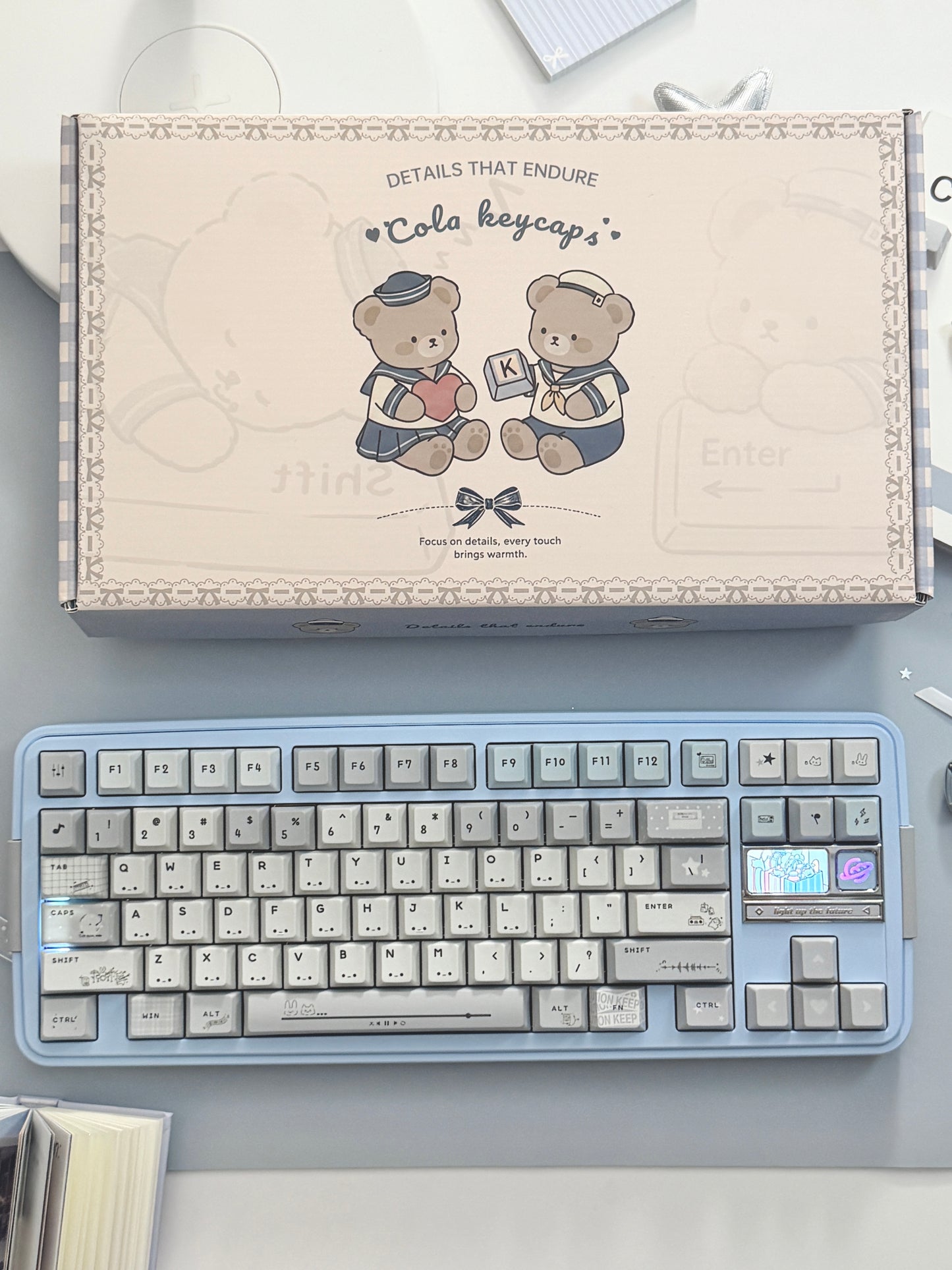 ONLY 1 Instock Prebuilt Aluminum Custom Mechanical Keyboard Bread80 Wireless Pale Blue Set