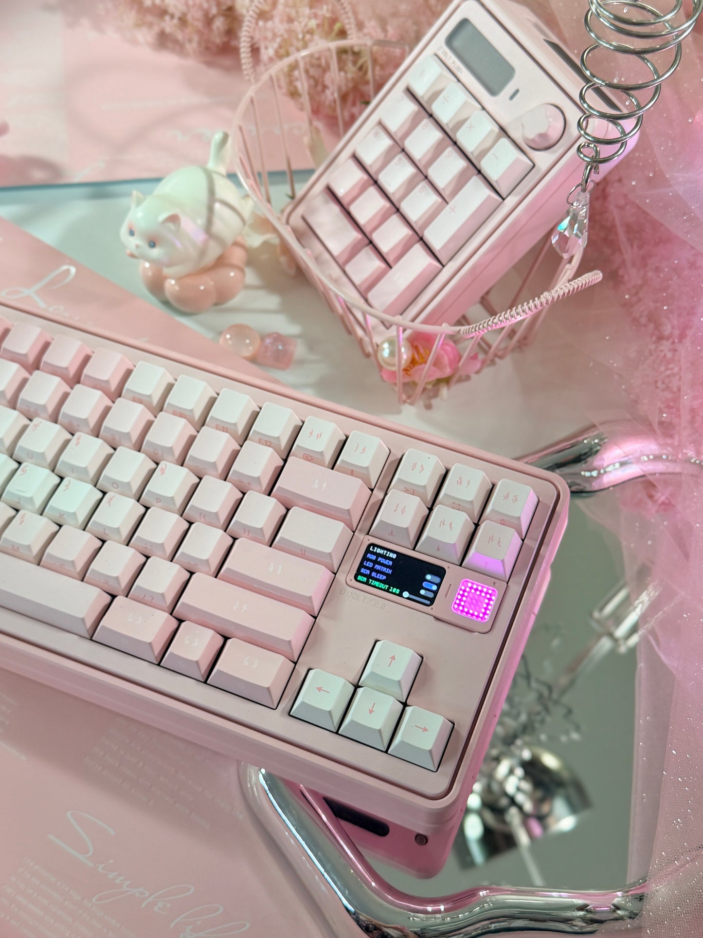 ONLY 1 Instock Prebuilt Aluminum Customized Mechanical Keyboard PERCENTSTUDIO VOLT2.0 Pale Pink Set + VOLT PLUS PAD