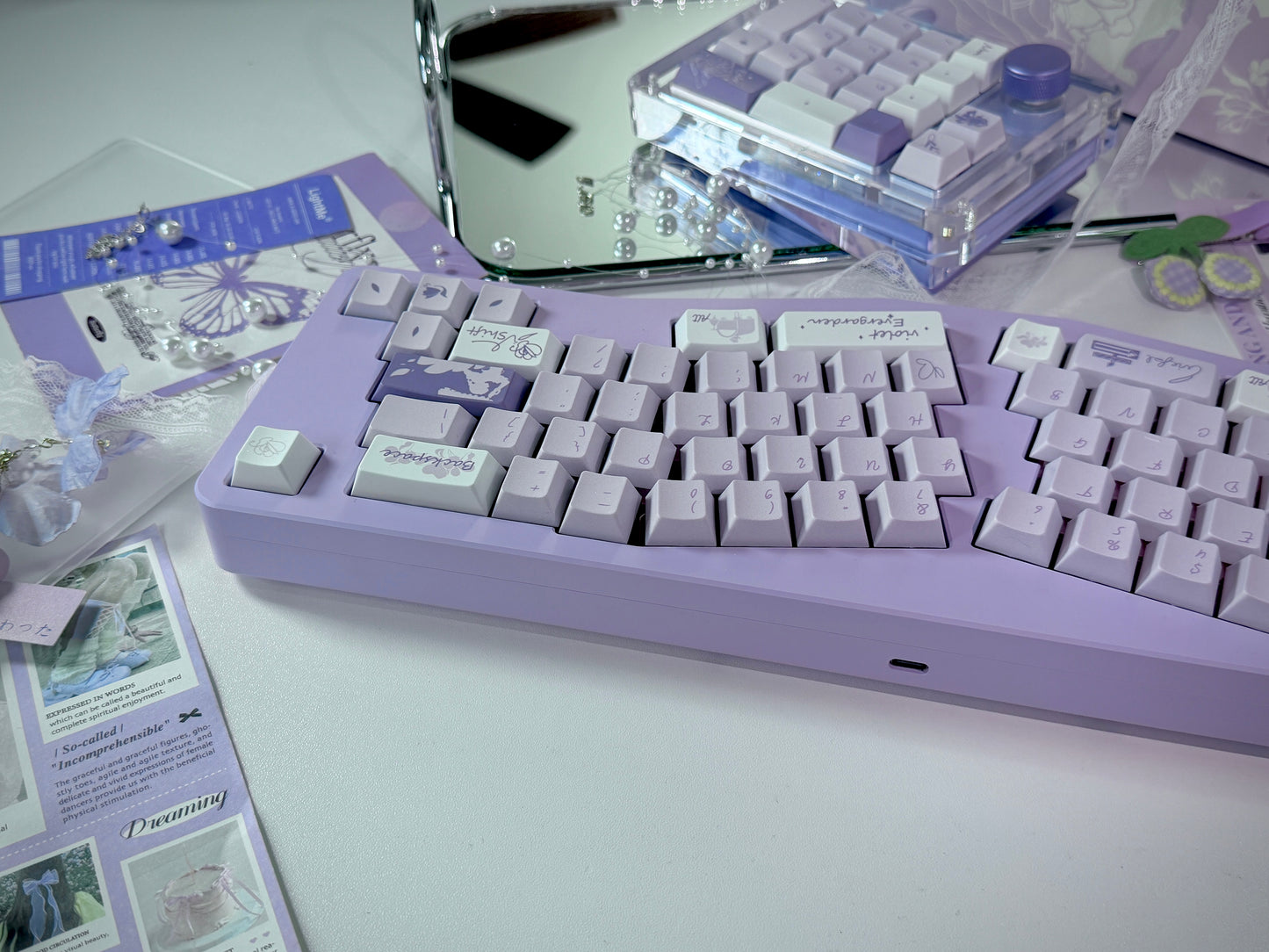 ONLY 1 Instock Prebuilt Aluminum Customized Mechanical Keyboard DIMIALICE Ergonomic Pastel Purple Keyboard Set(not including the KiiBOOM number pad)