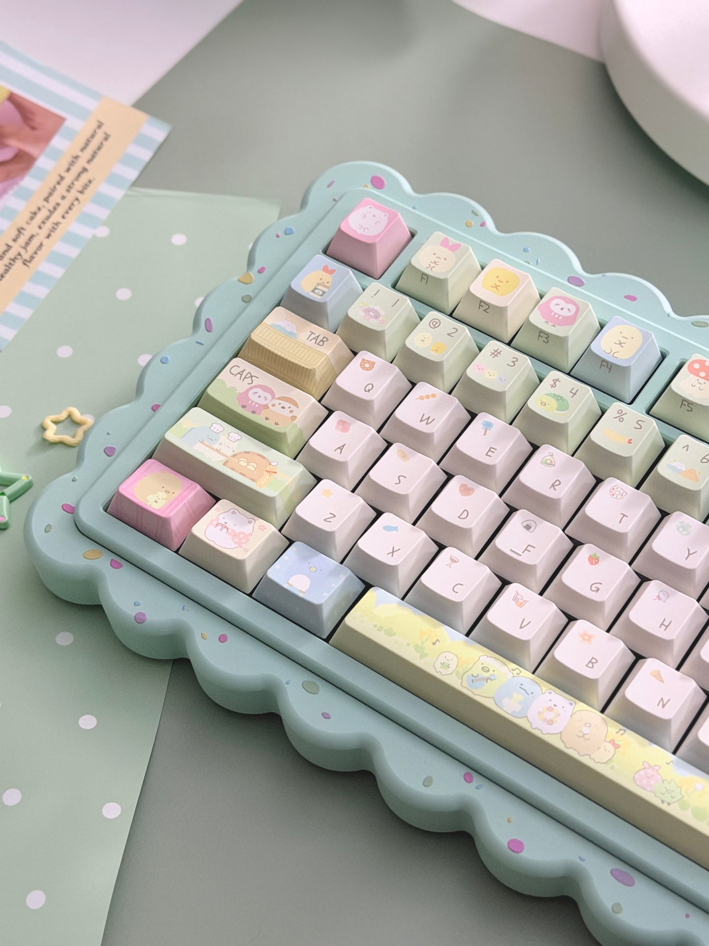 #0281 Sumikko Gurashi Cute Little Creature Pale Yellow-green Keycap Cherry Profile