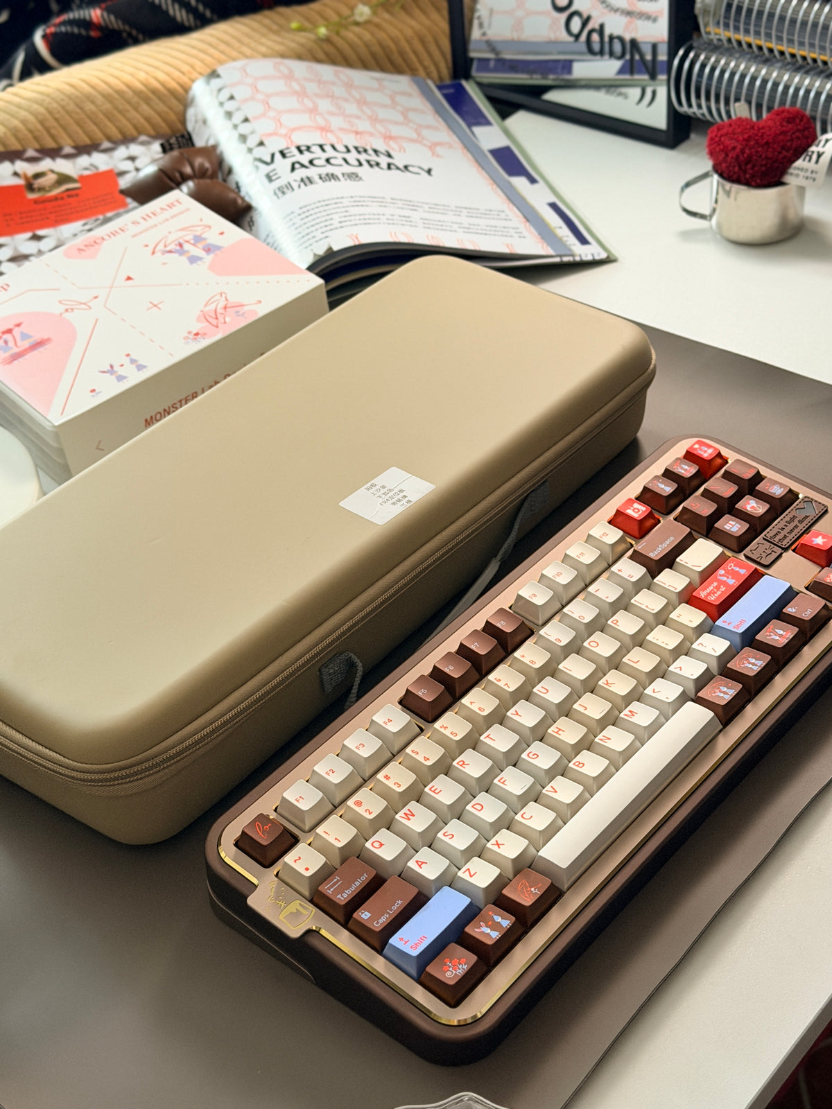 ONLY 1 Instock Prebuilt Aluminum Customized Mechanical Keyboard Cocomi80 Anordized Brown Champagne Set  | Wireless | Backlit