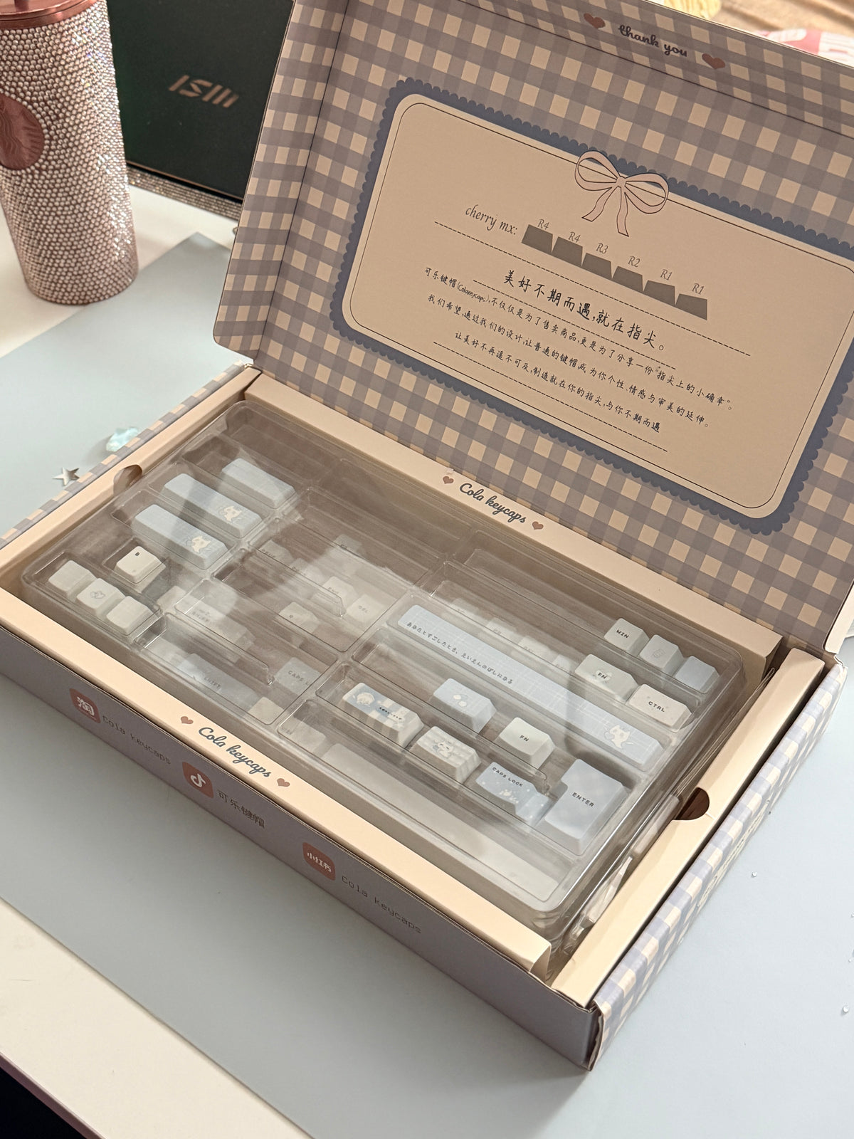 PREORDER Prebuilt Aluminum Custom Mechanical Keyboard Cookies75 Blue White Sugar Set