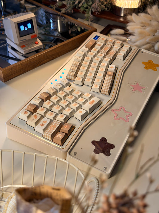 ONLY 1 instock Prebuilt Cream White StarAlice Aluminum Custom Mechanical Keyboard With Wrist rest
