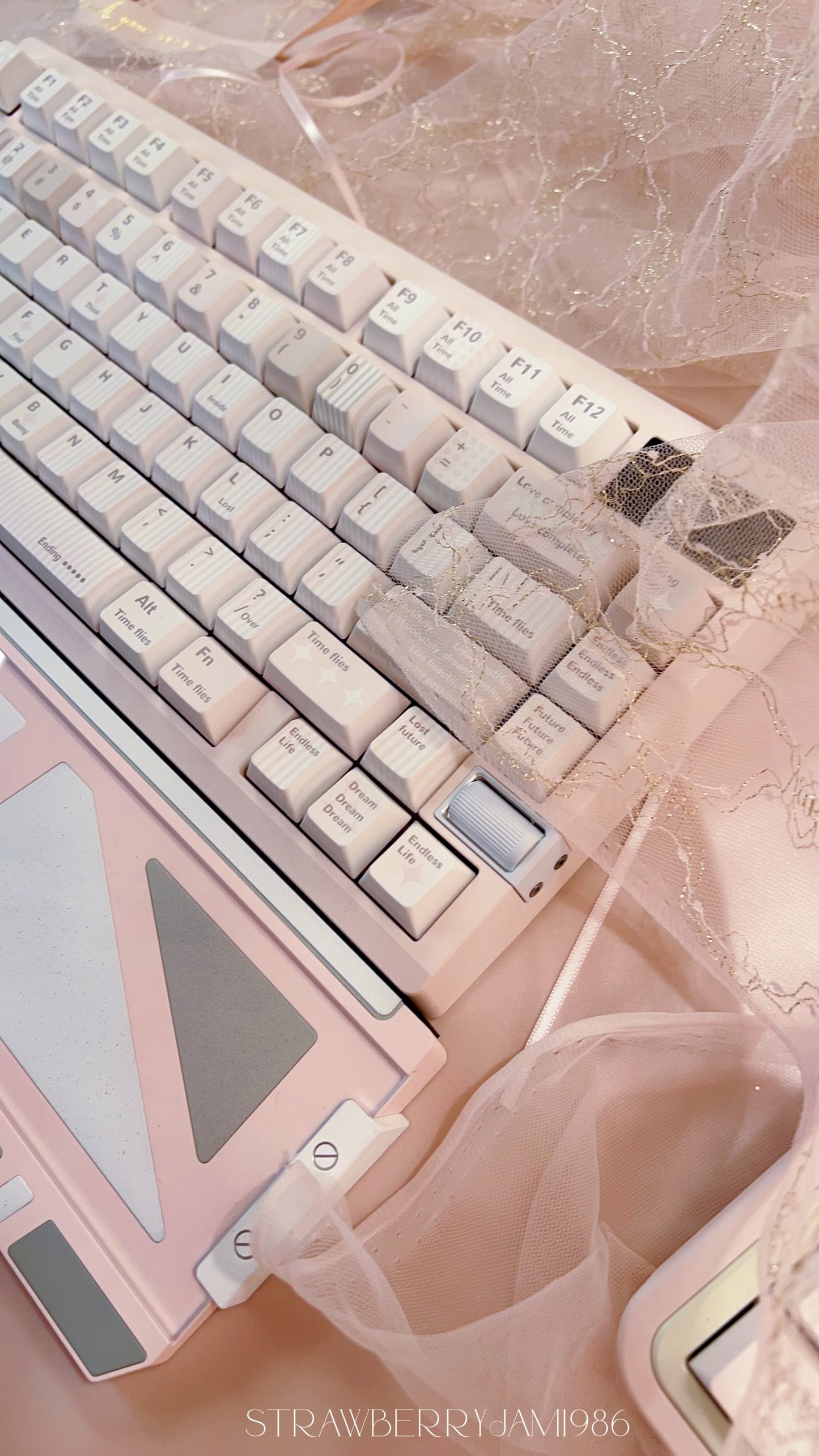 115 Pastel Dusty Pale Pink Stripes Unexpectation Keycap Set Cherry Profile