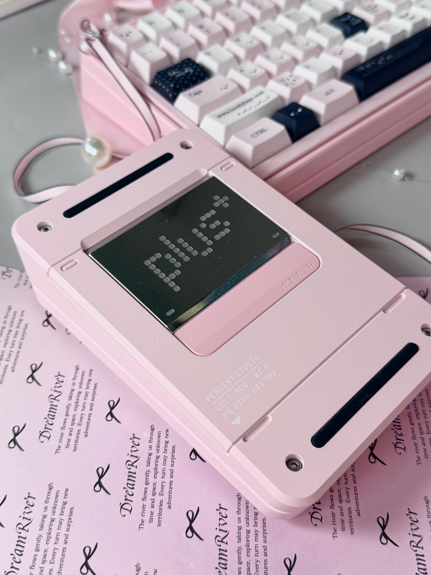 ONLY 1 INSTOCK Prebuilt Aluminum Custom Mechanical Keyboard PERCENTSTUDIO VOLT2.0 Pale Pink Set + VOLT PLUS PAD