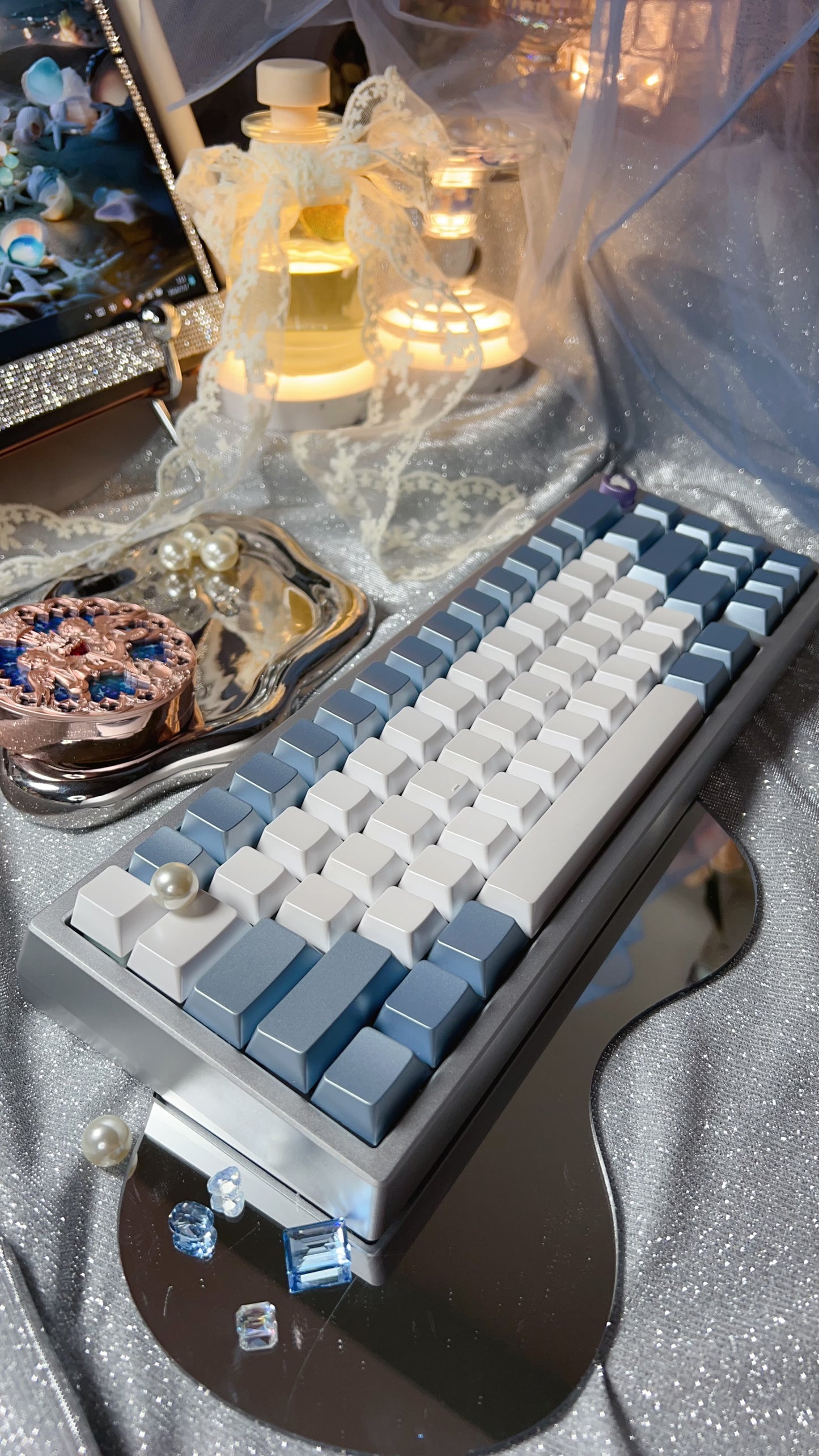 【Only 1 In-stock】 Prebuilt Meletrix ZOOM65V2 GTsilver Pink Aluminum Customized Mechanical Keyboard