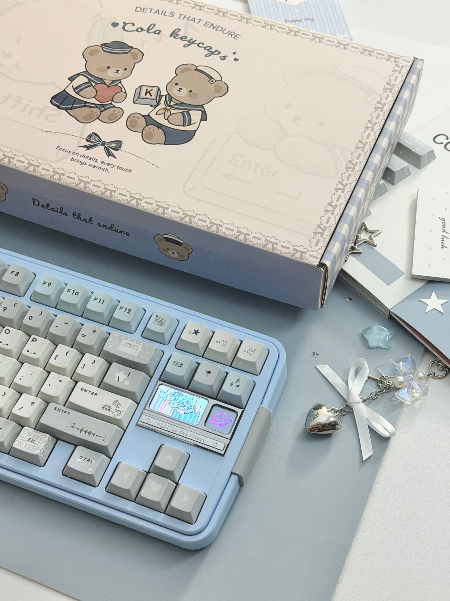 ONLY 1 Instock Prebuilt Aluminum Custom Mechanical Keyboard Bread80 Wireless Pale Blue Set