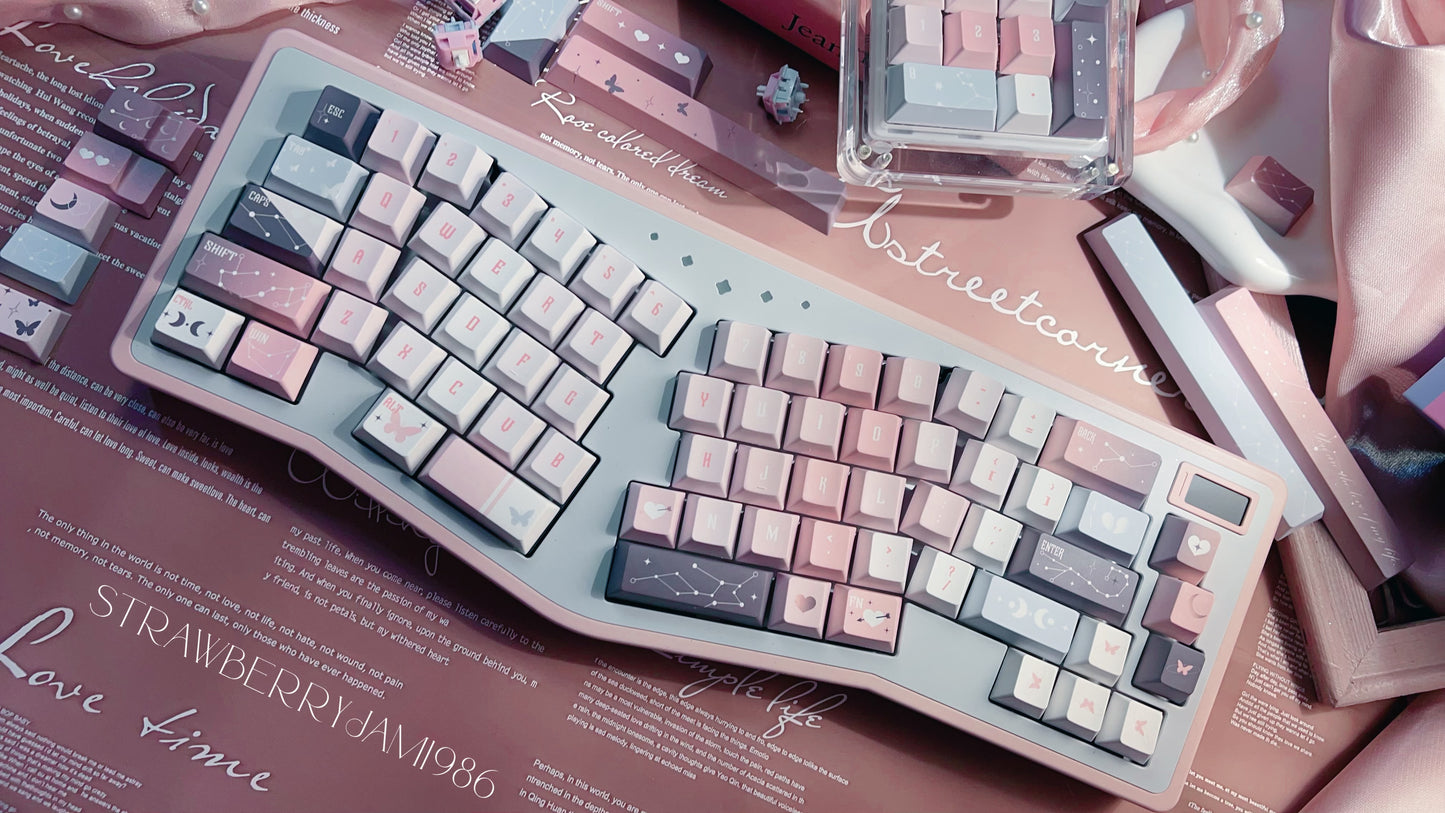 092 Star Fluctuation Gray Pink Gradual Change Advanced Sense Cherry Profile Keycap