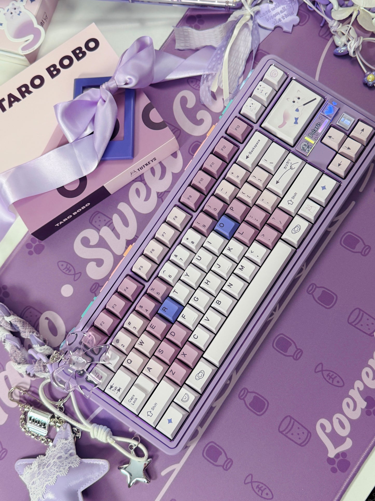 ONLY 1 Instock Prebuilt Aluminum Custom Mechanical Keyboard Polaris80 Purple Set