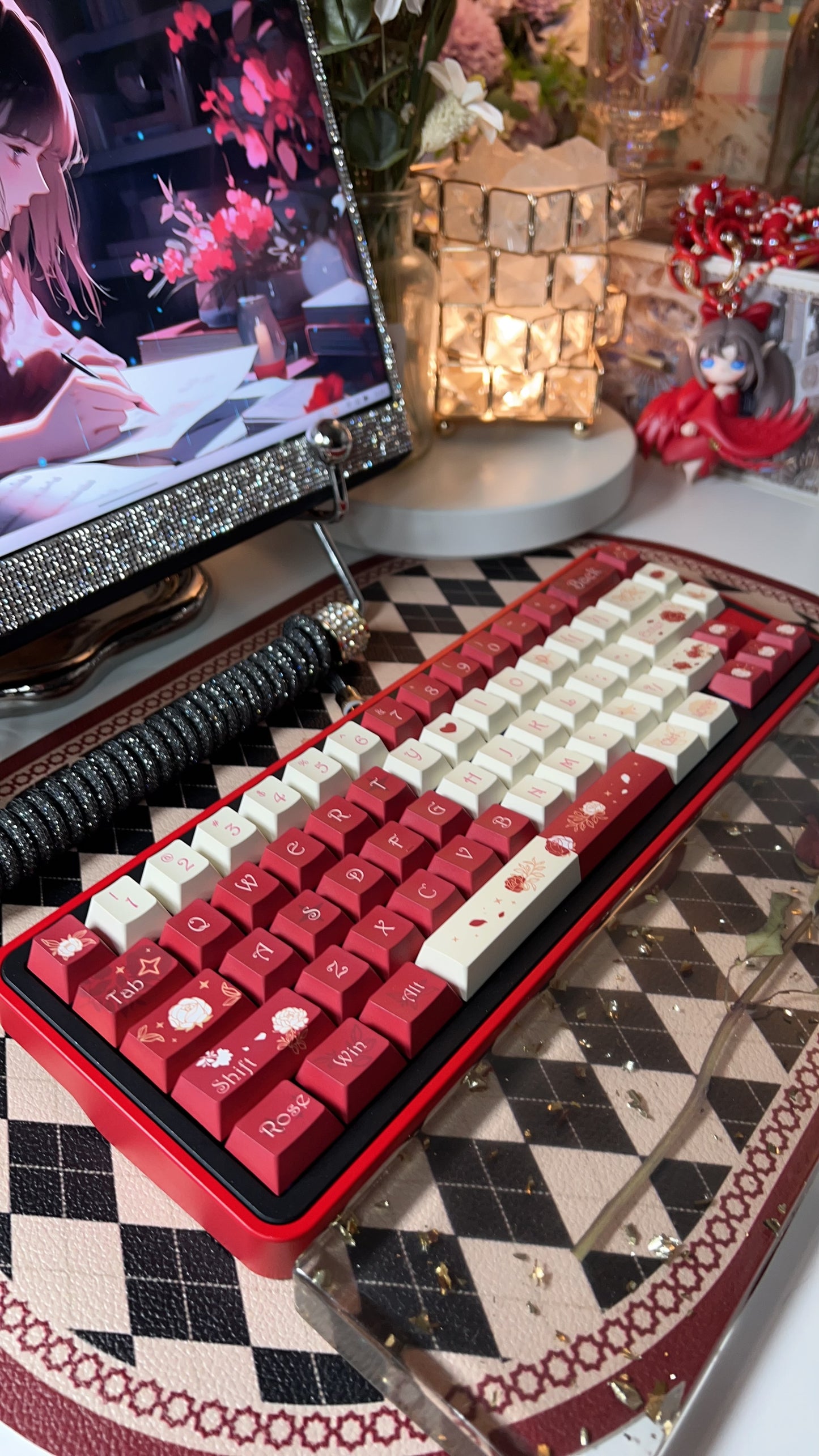 【Preorder】Prebuilt Aluminum Black Red Rose Customized Mechanical Keyboard