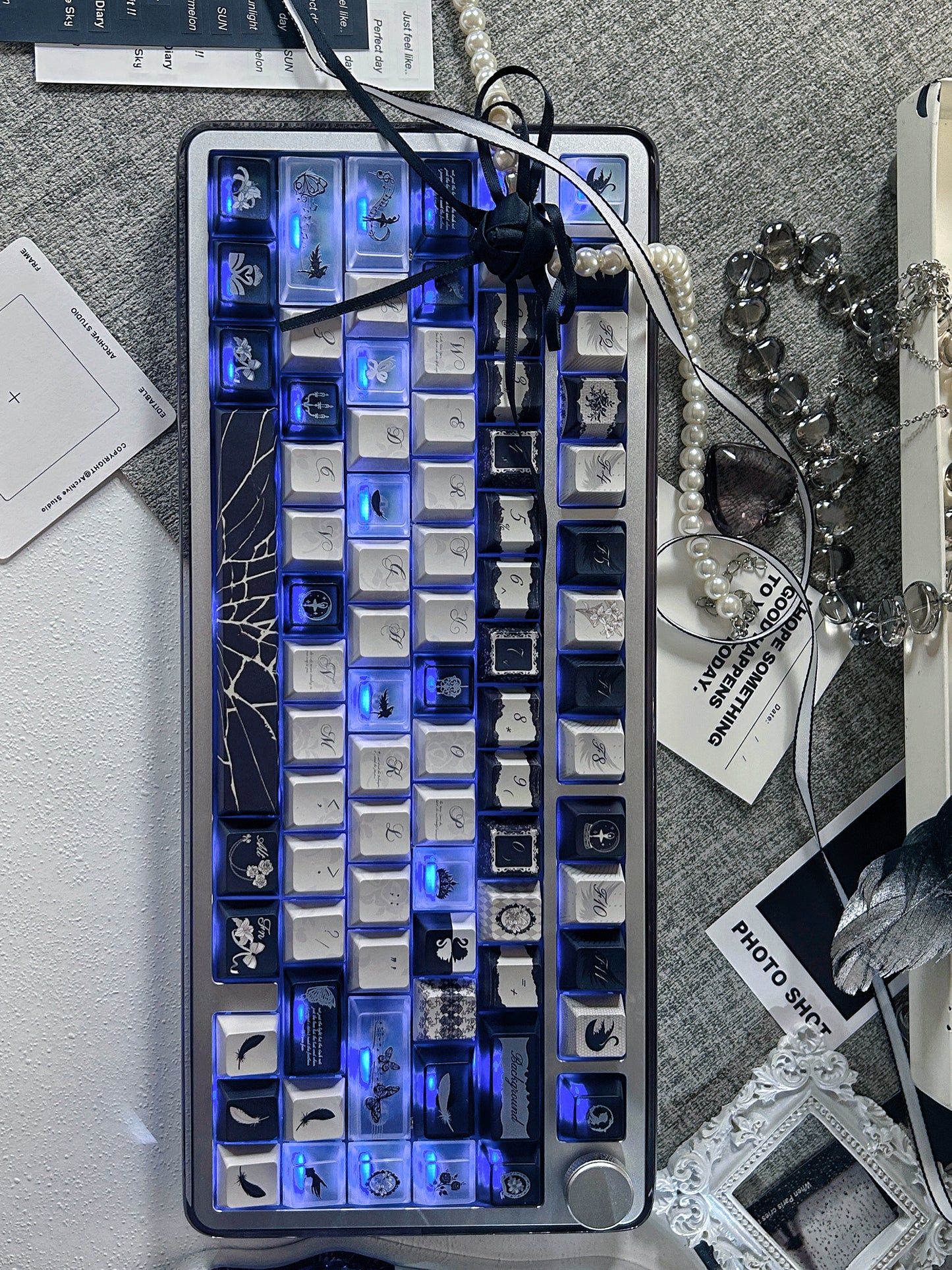 #0229 Dance of Ashes Black White Grey Keycap Designed By Miller