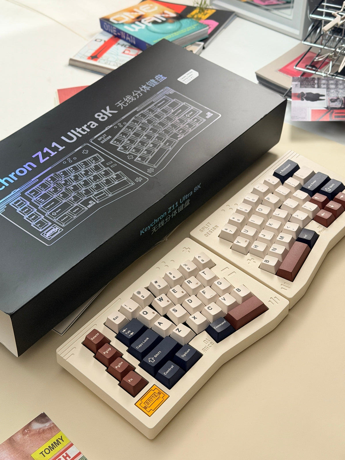 Unboxing Clearance ONLY 1 Instock Keychron Launches Z11 Ultra 8K Alice Split Mechanical Keyboard Retro Cream White | Wireless | Backlit | Ergonomic
